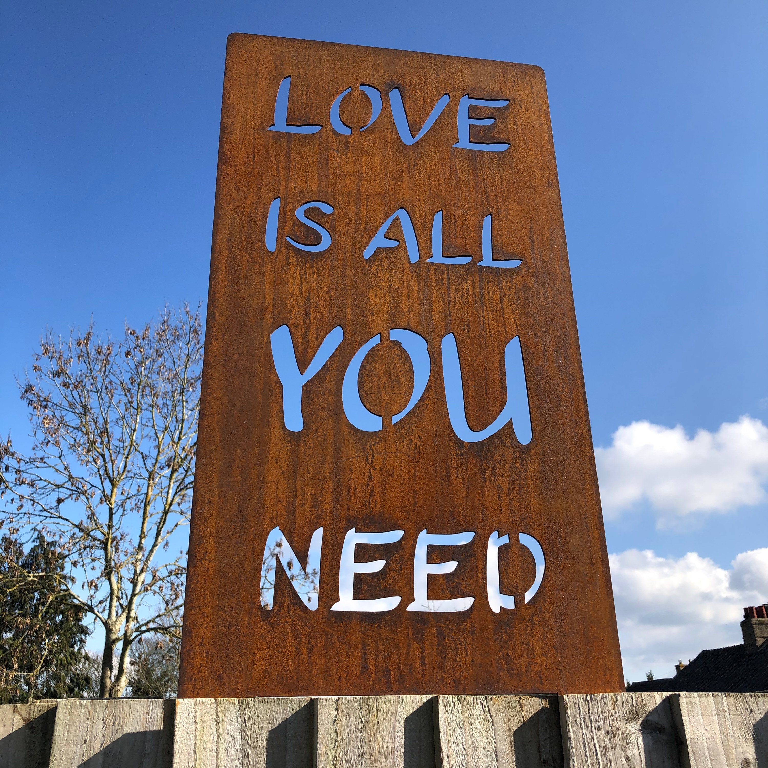 Love Is All You Need Rusty Metal Garden Sign | Rustic Warehouse Norfolk