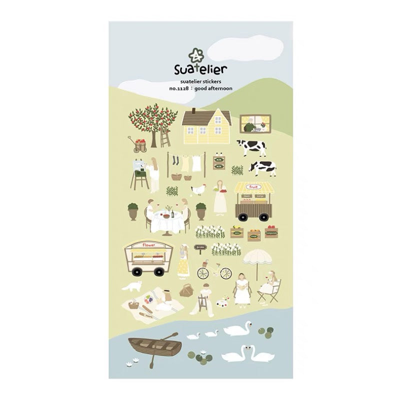 Suatelier Good Afternoon Decorative Stickers for Journaling - 1 Sheet