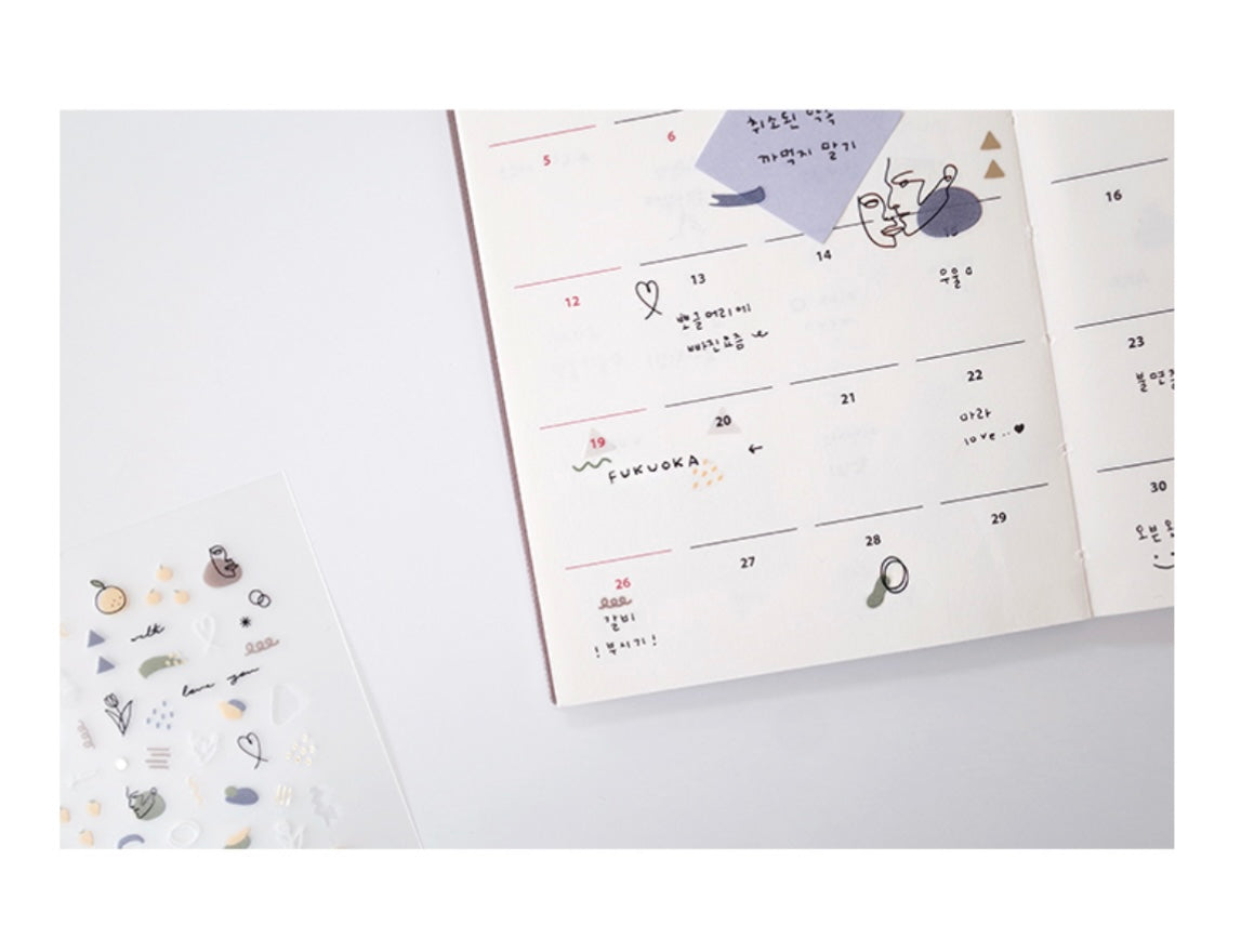 Suatelier Deco Drawing Sticker Sheet for Journaling and Scrapbooking