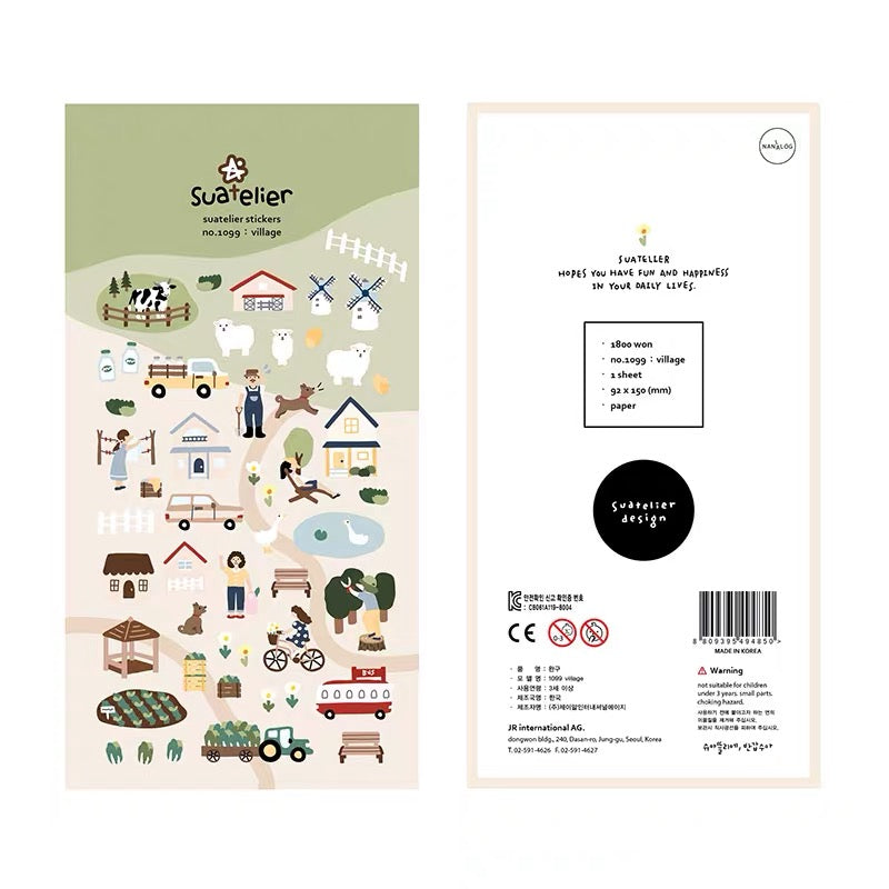 Suatelier Village Decorative Stickers for Journaling and Scrapbooking