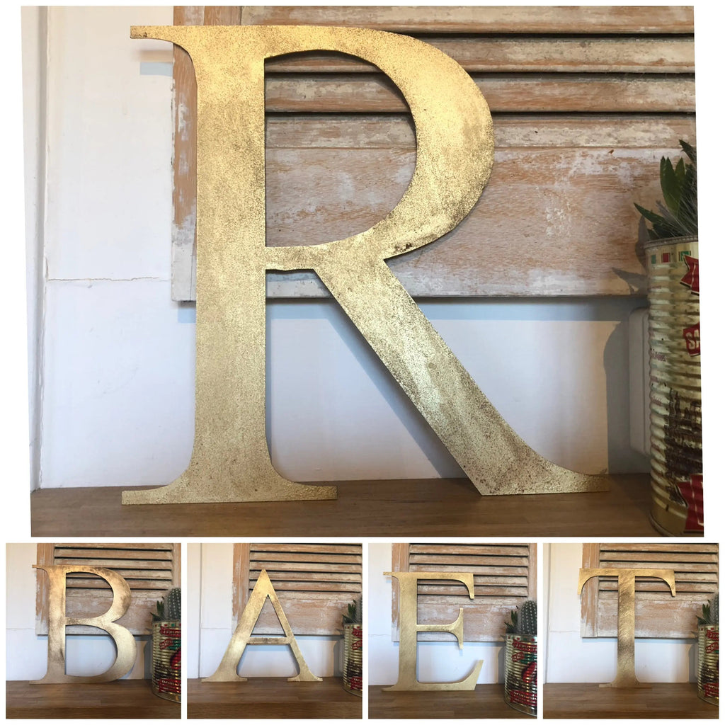 Rustic Distressed Gold Metal Letters | Classic Steel Wall Signage by RWN