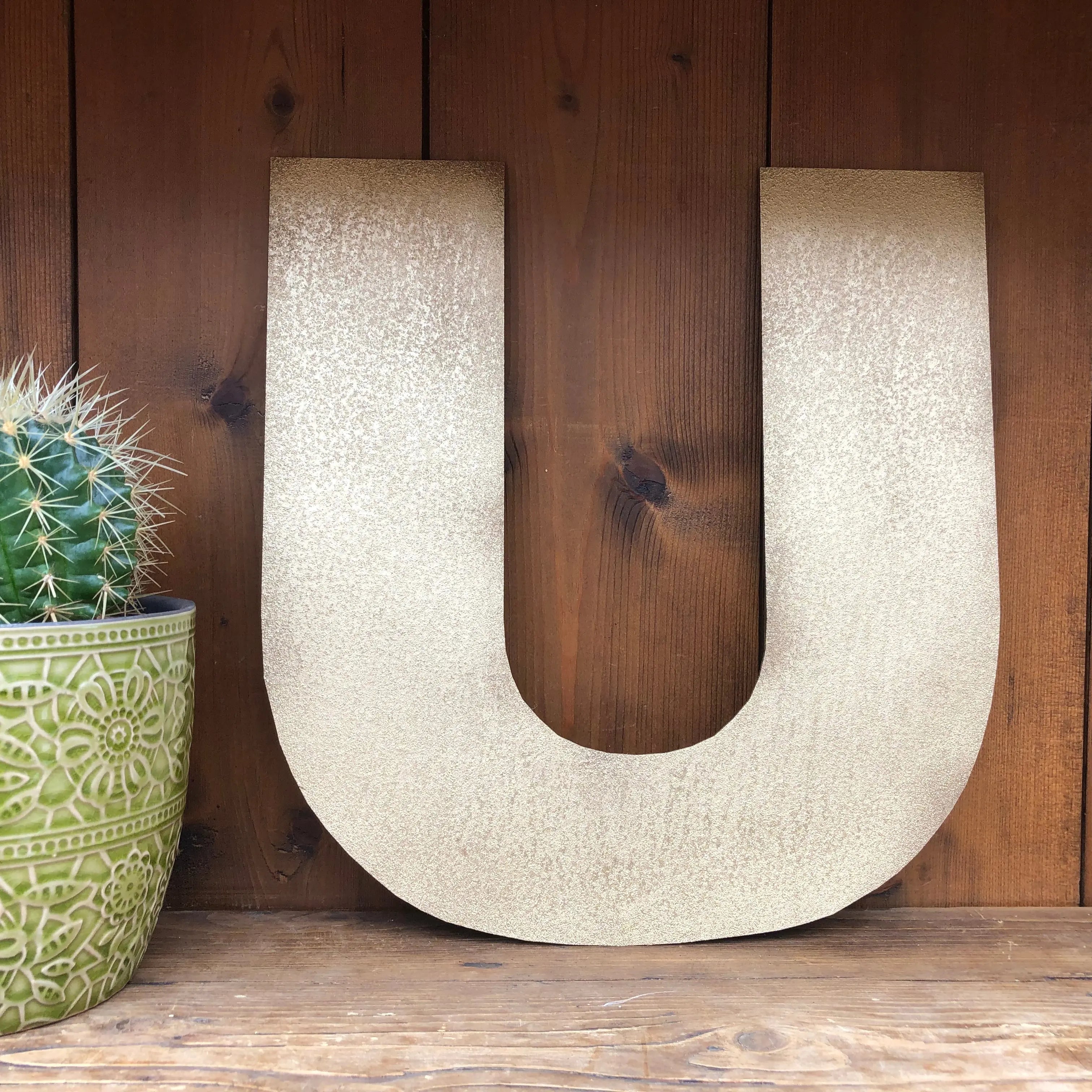Rustic Warehouse Gold Metal Alphabet Letters – Vintage Fat Font Signage