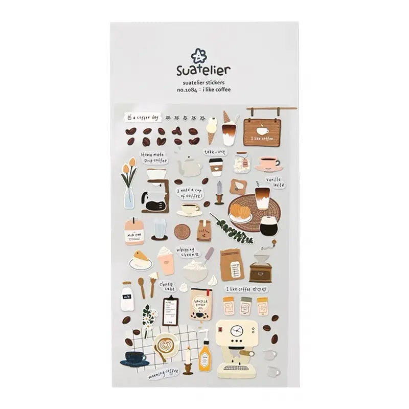 Coffee Decorative Stickers for Journaling by Suatelier | 1 Sheet