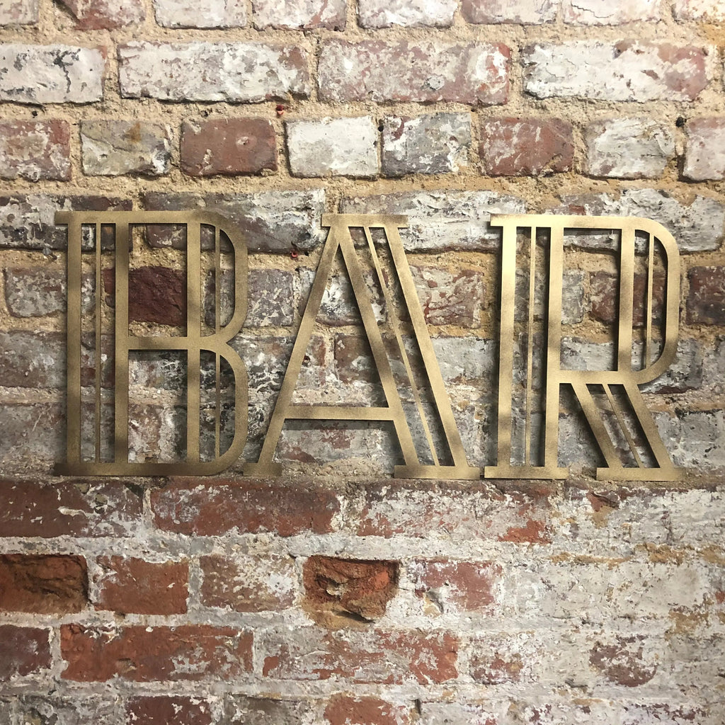 Rustic Warehouse Gold Art Deco Metal Alphabet Letters for House Signs