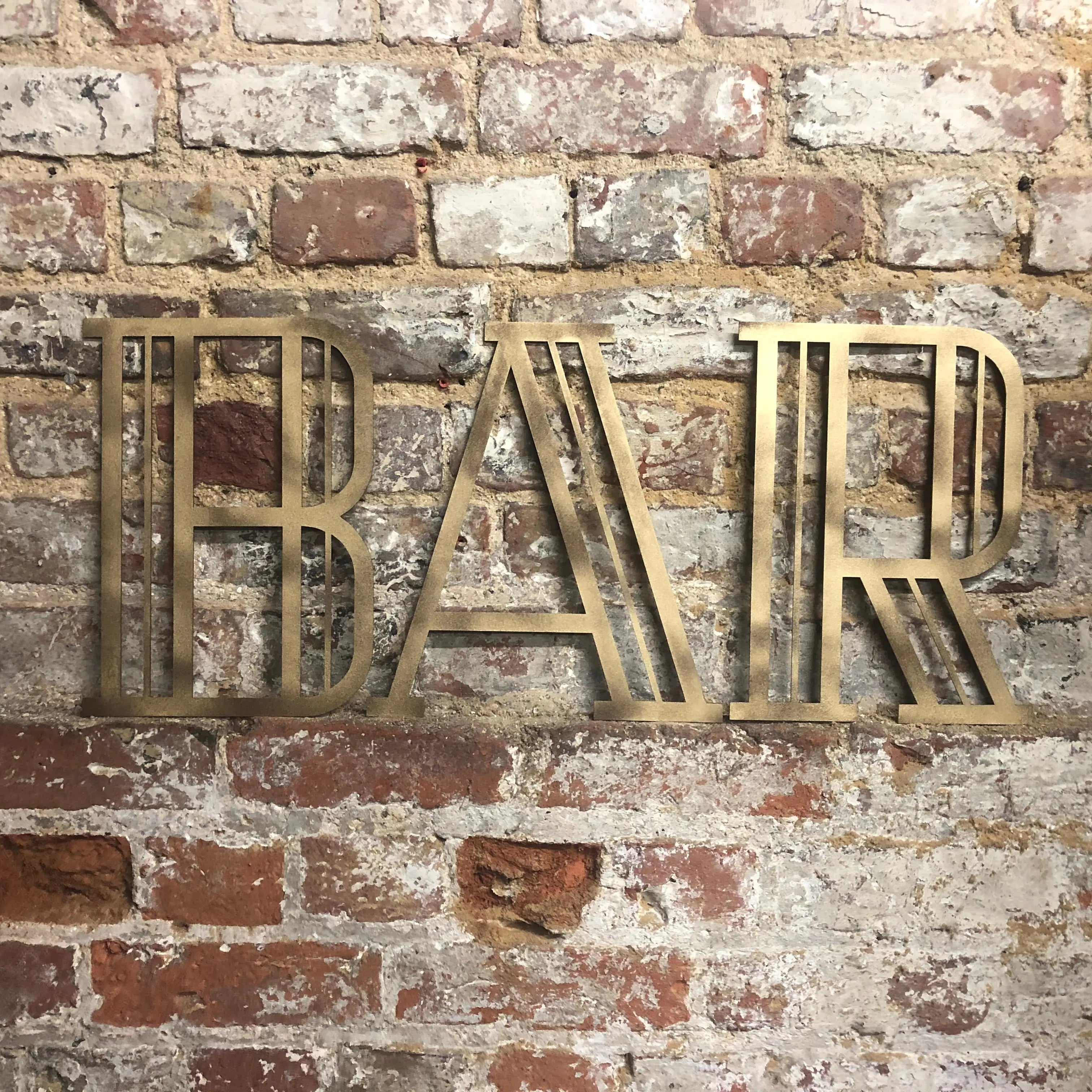 Rustic Warehouse Gold Art Deco Metal Alphabet Letters for House Signs