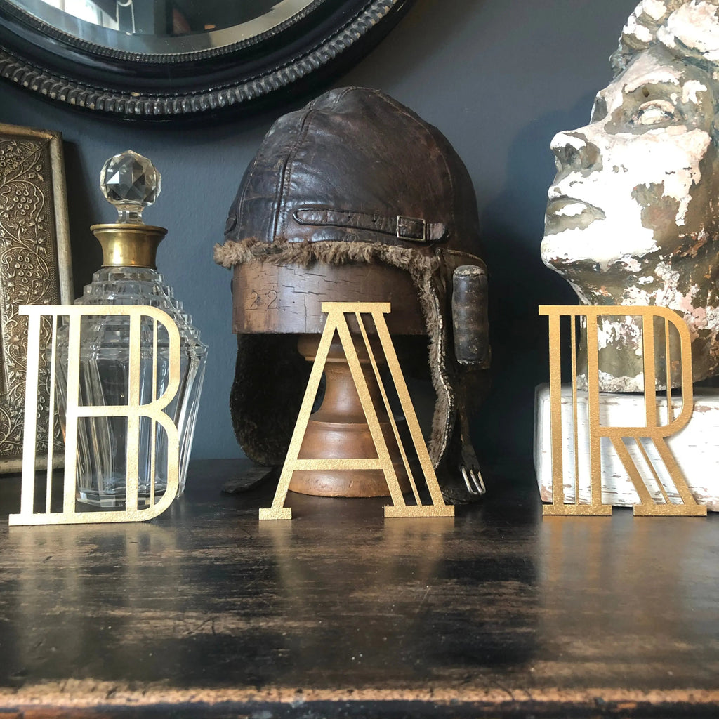 Rustic Warehouse Gold Art Deco Metal Alphabet Letters for House Signs