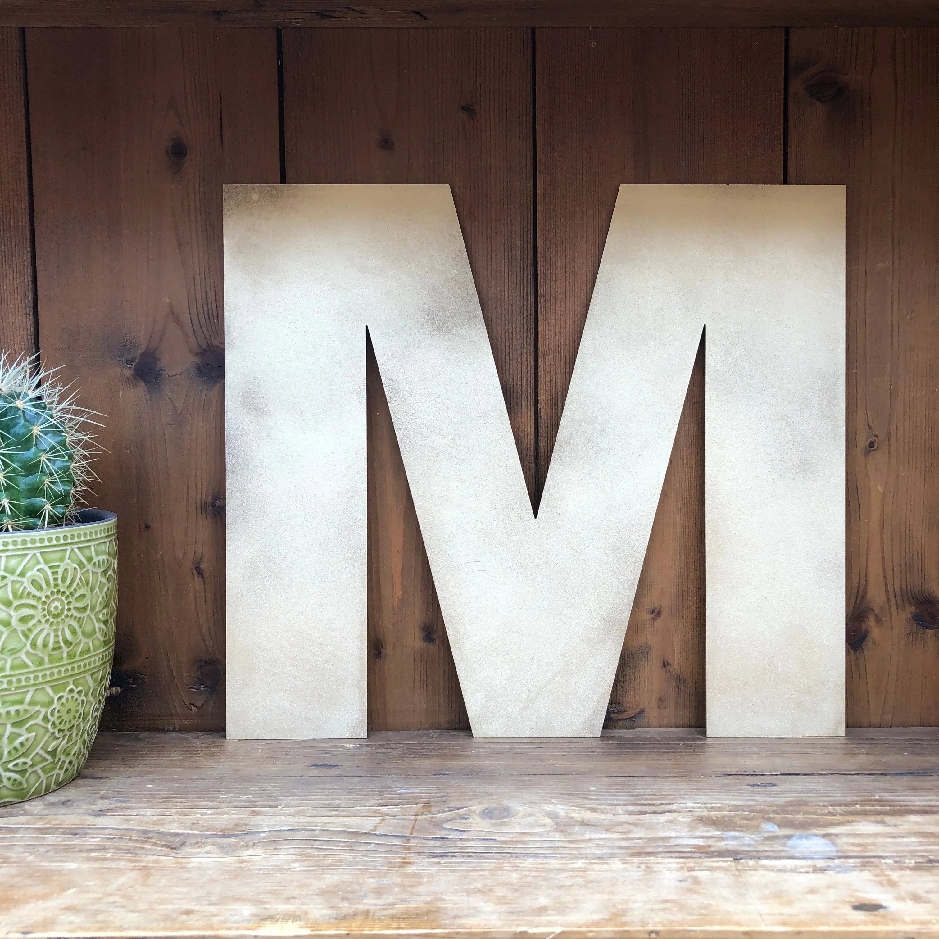 Rustic Warehouse Gold Metal Alphabet Letters – Vintage Fat Font Signage