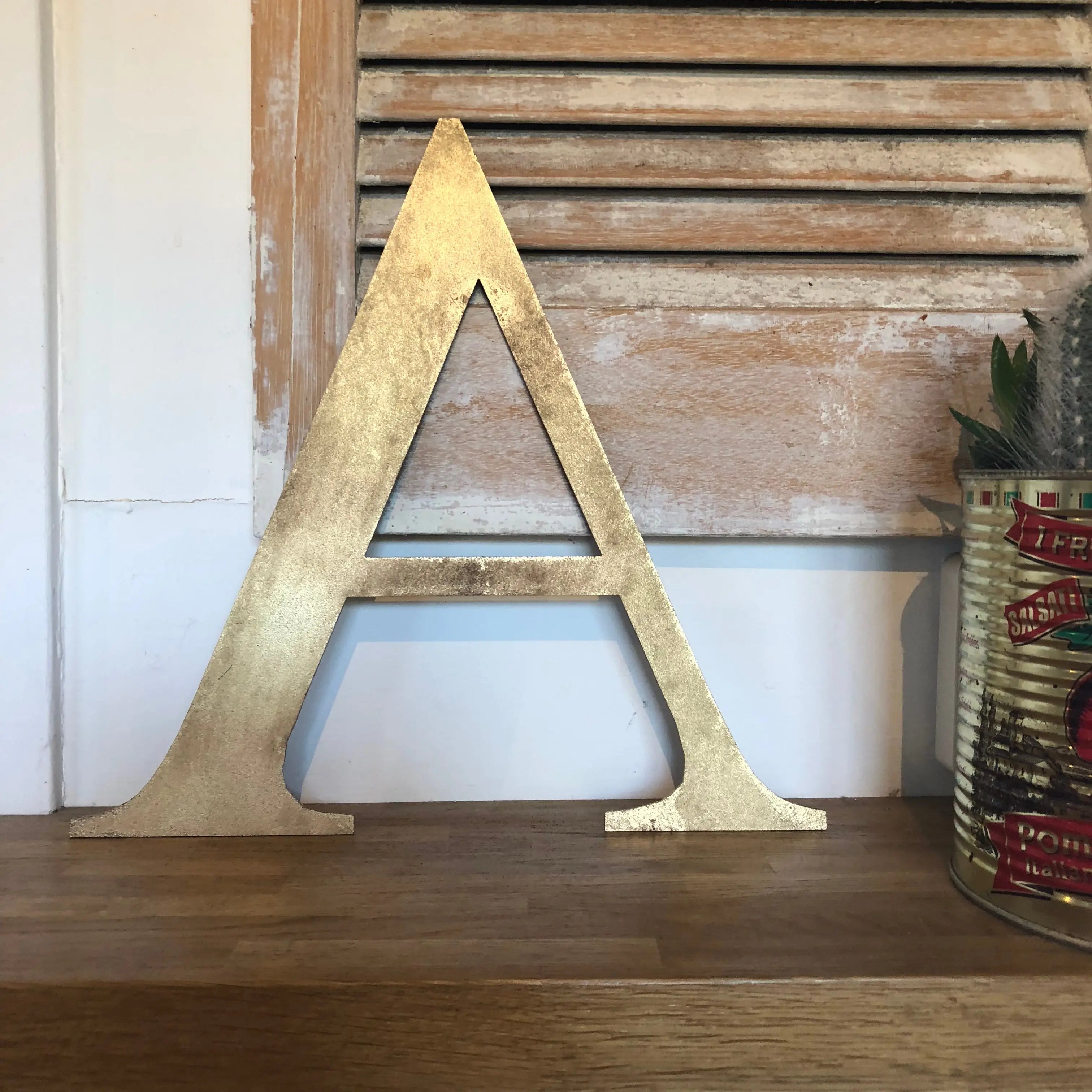 Rustic Distressed Gold Metal Letters | Classic Steel Wall Signage by RWN