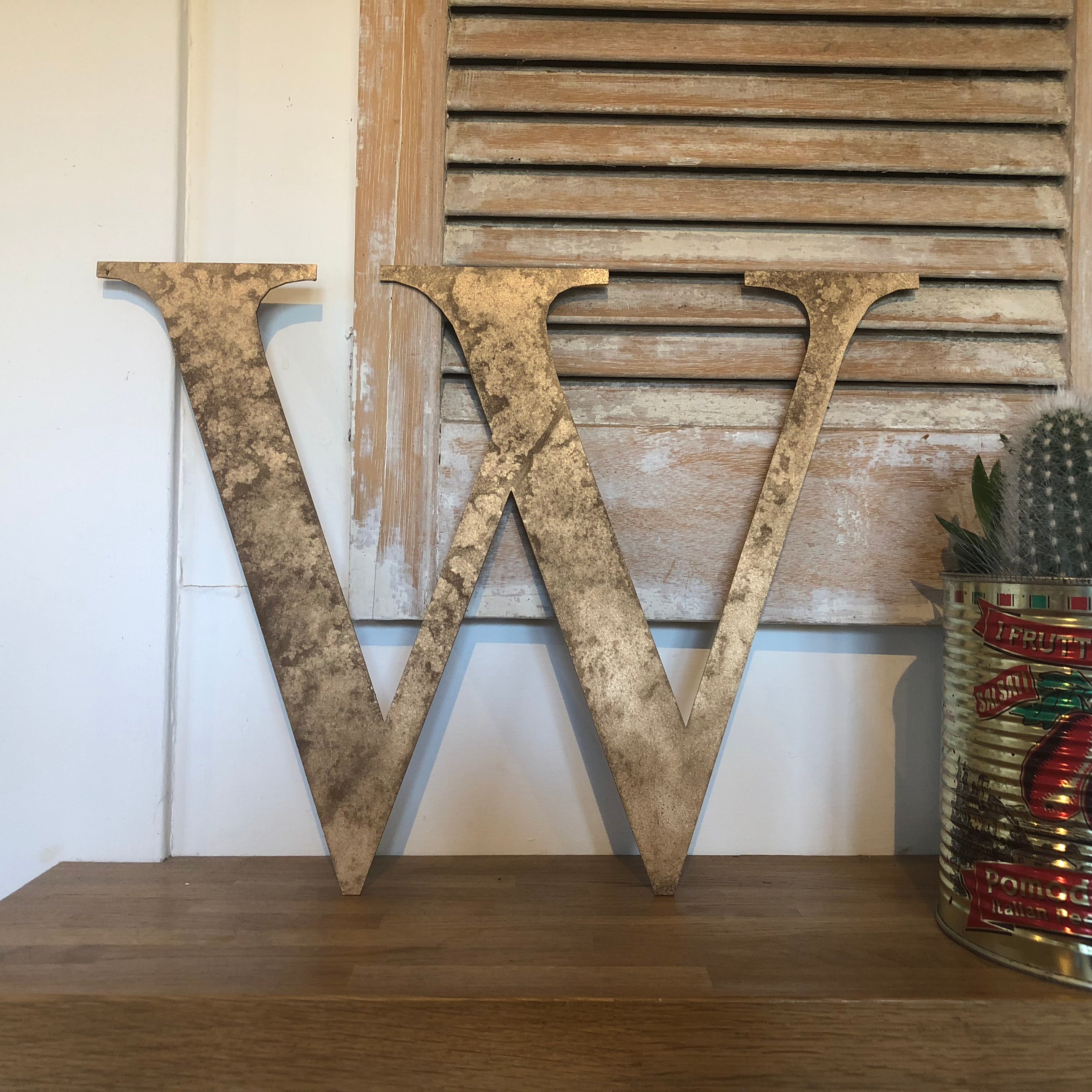 Rustic Distressed Gold Metal Letters | Classic Steel Wall Signage by RWN