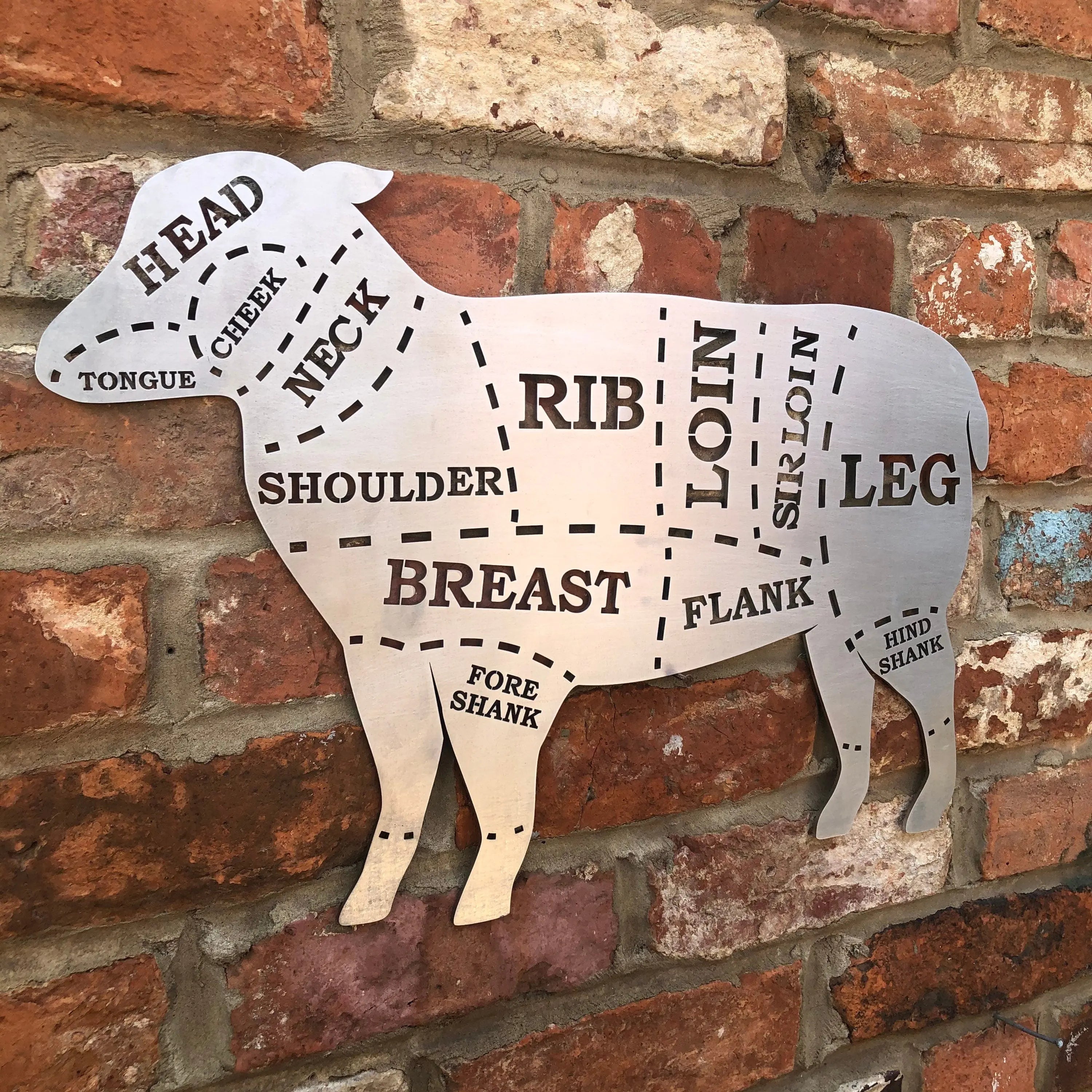 Rustic Warehouse Norfolk Lamb Metal Wall Art – Galvanized Steel Garden Decor