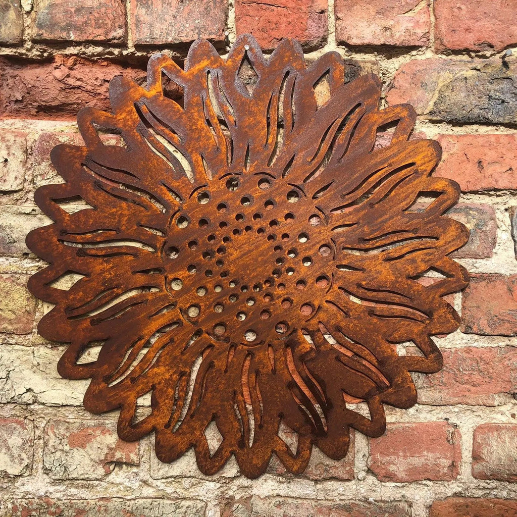 Rustic Metal Sunflower Garden Wall Art – 55cm Steel Outdoor Sculpture