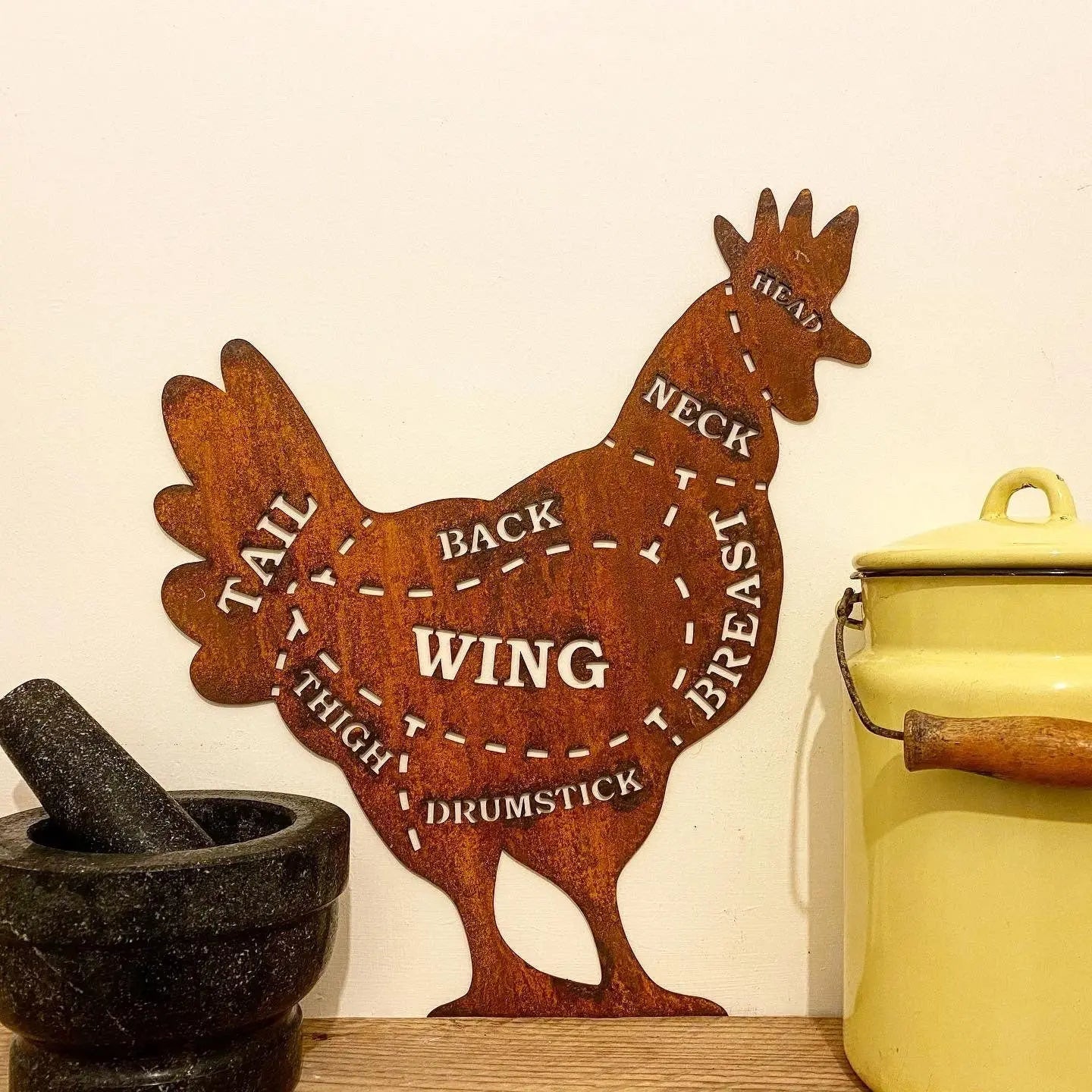 Rustic Metal Chicken Wall Art – 2mm Steel Garden Sign | RW Norfolk