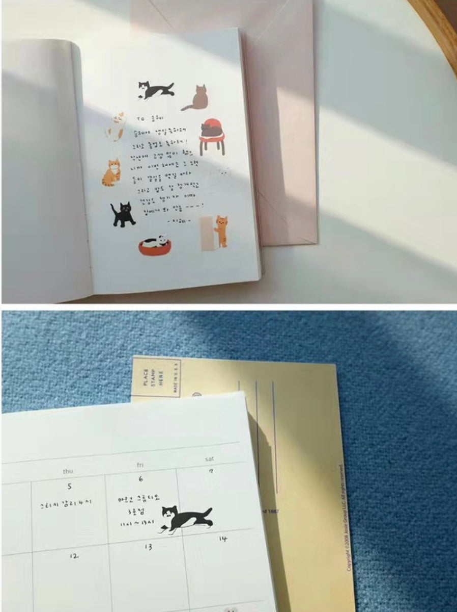 Suatelier Cute Cat Stickers – Decorative Adhesive Sheets for Journaling