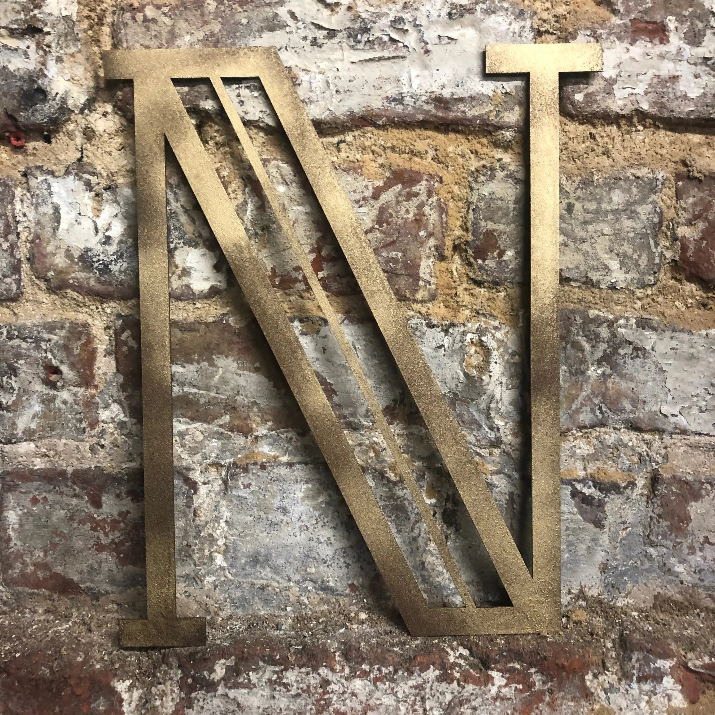 Rustic Warehouse Gold Art Deco Metal Alphabet Letters for House Signs