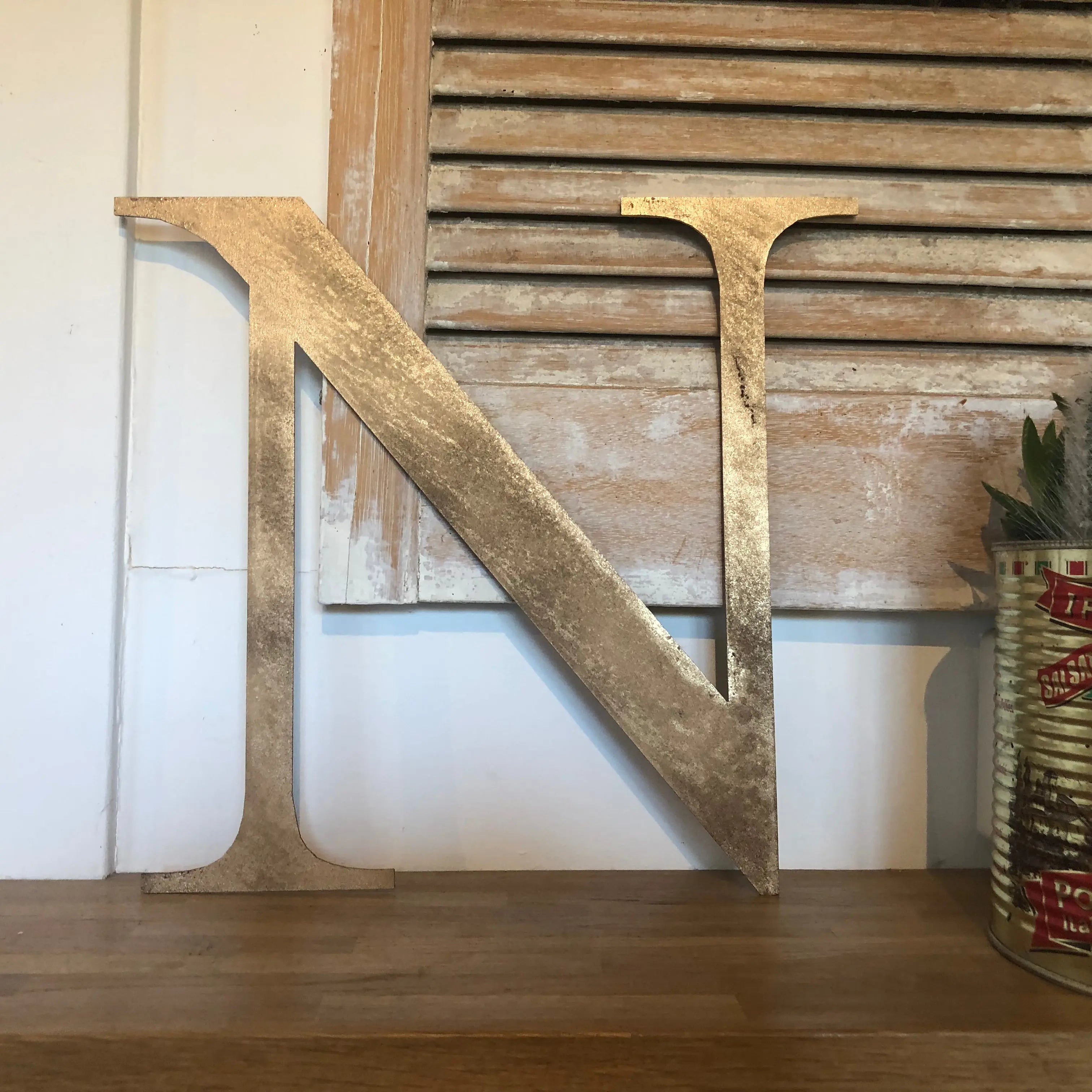 Rustic Distressed Gold Metal Letters | Classic Steel Wall Signage by RWN