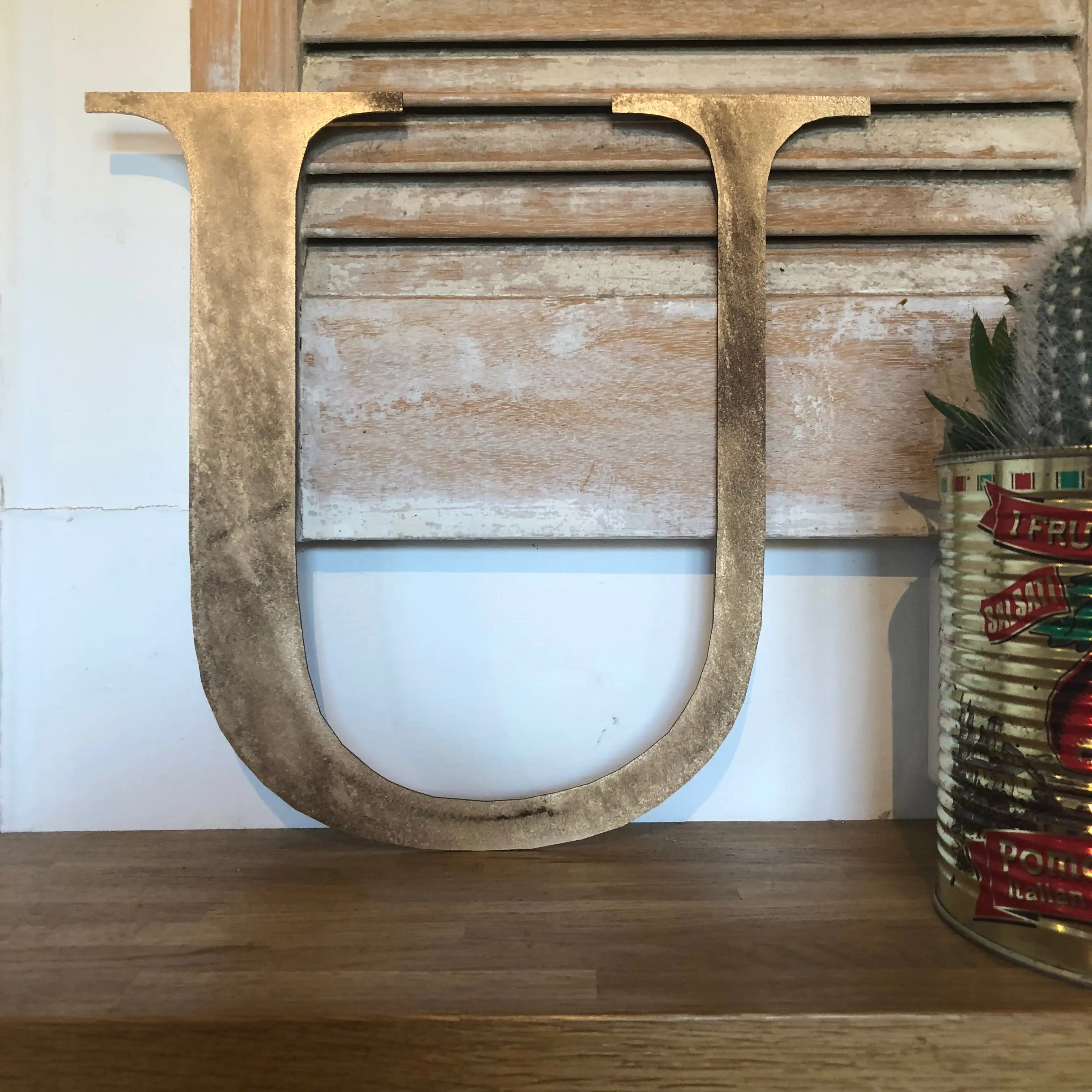 Rustic Distressed Gold Metal Letters | Classic Steel Wall Signage by RWN