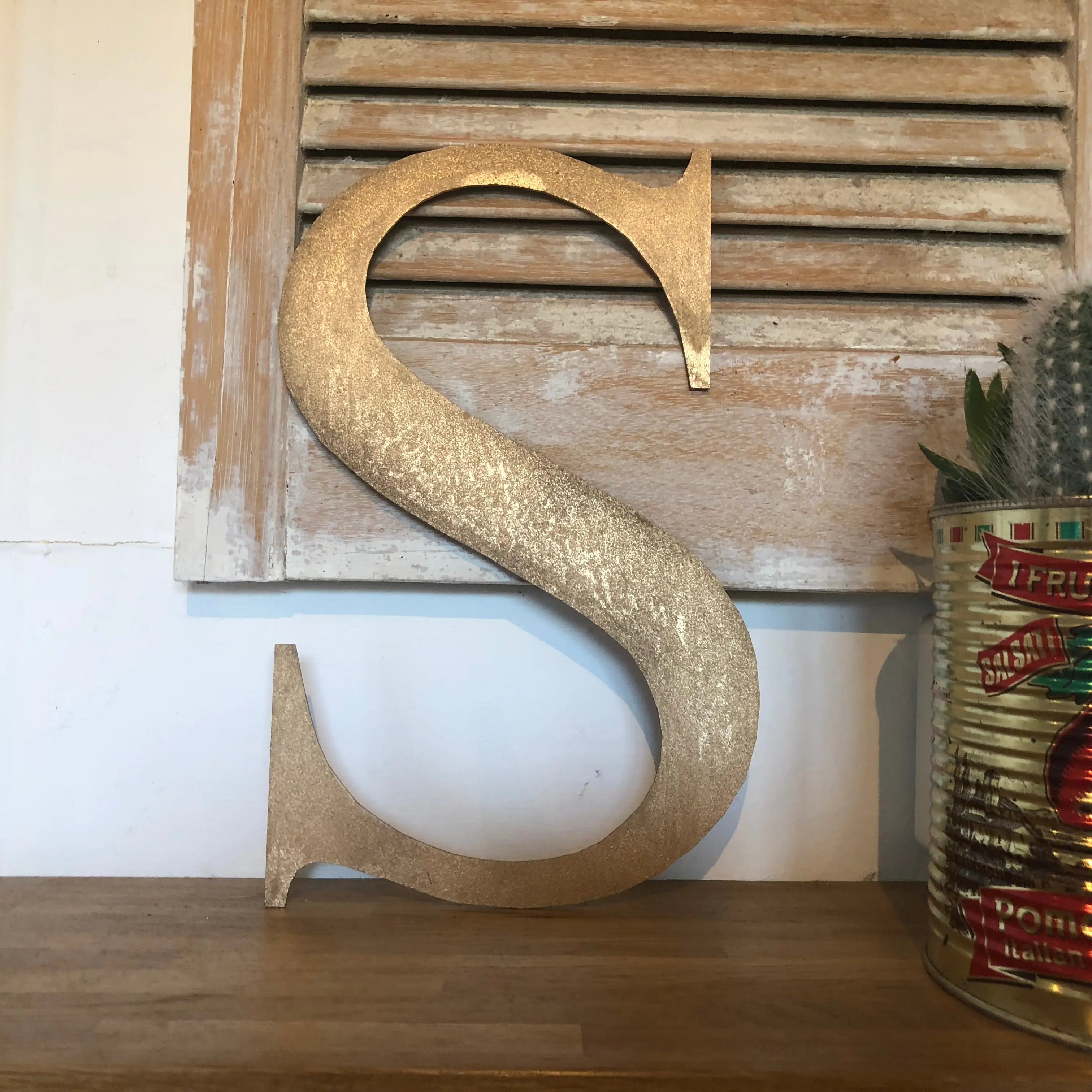 Rustic Distressed Gold Metal Letters | Classic Steel Wall Signage by RWN