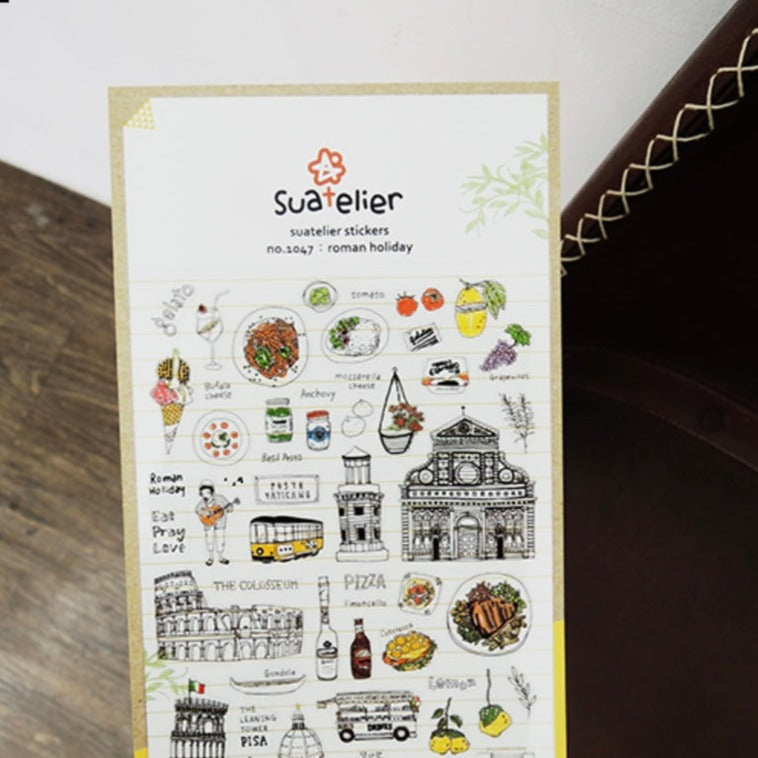 Suatelier Roman Holiday Decorative Stickers for Journaling and DIY Crafts