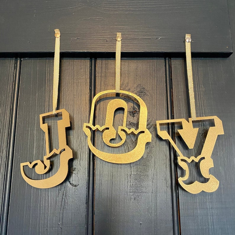Rustic Warehouse Norfolk JOY Metal Letters – Distressed Gold 5" Decor