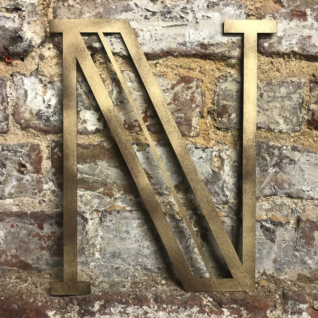Rustic Warehouse Gold Art Deco Metal Alphabet Letters for House Signs