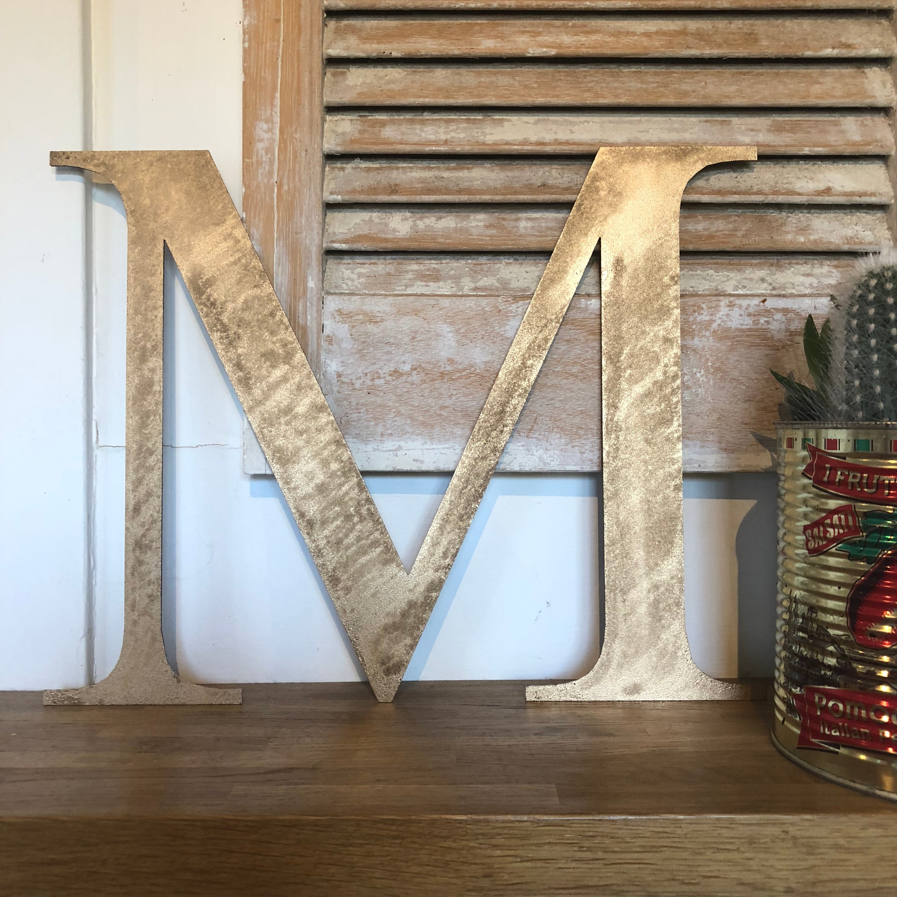 Rustic Distressed Gold Metal Letters | Classic Steel Wall Signage by RWN