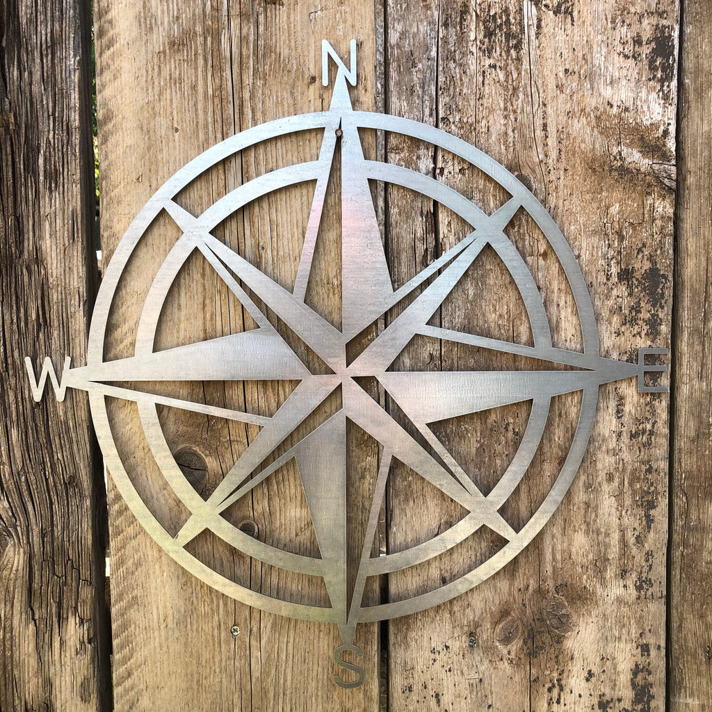 Rustic Warehouse Norfolk | 50cm Galvanized Steel Compass Wall Art