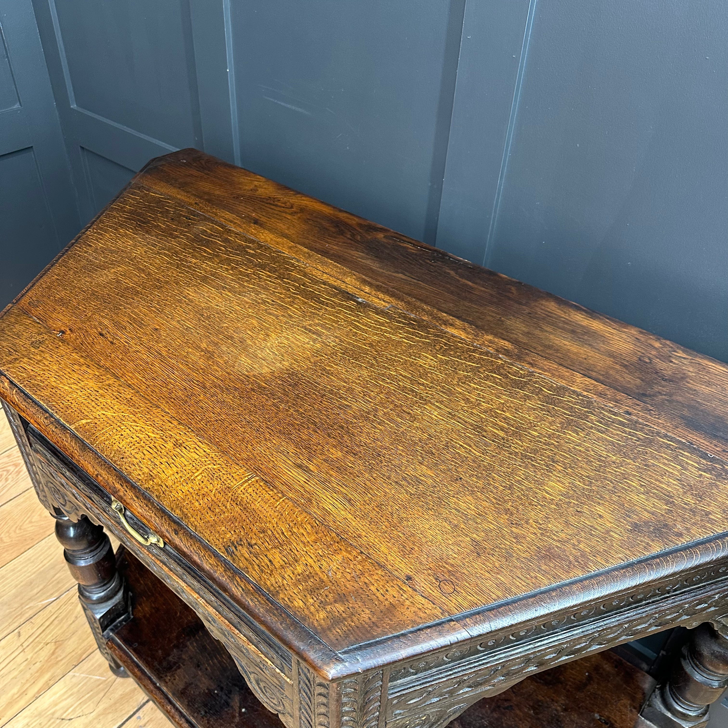 Antique Oak Credence Table / Hexagonal Table / Oak Sideboard / Lamp Table