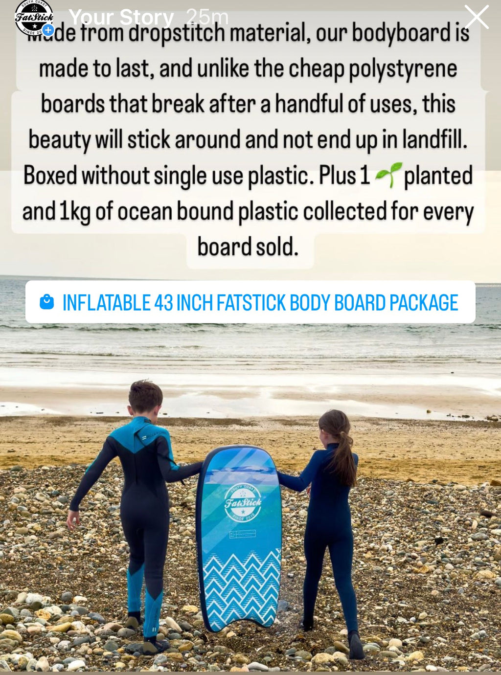 FatStick 43" Inflatable Body Board Package | Durable Dropstitch PVC
