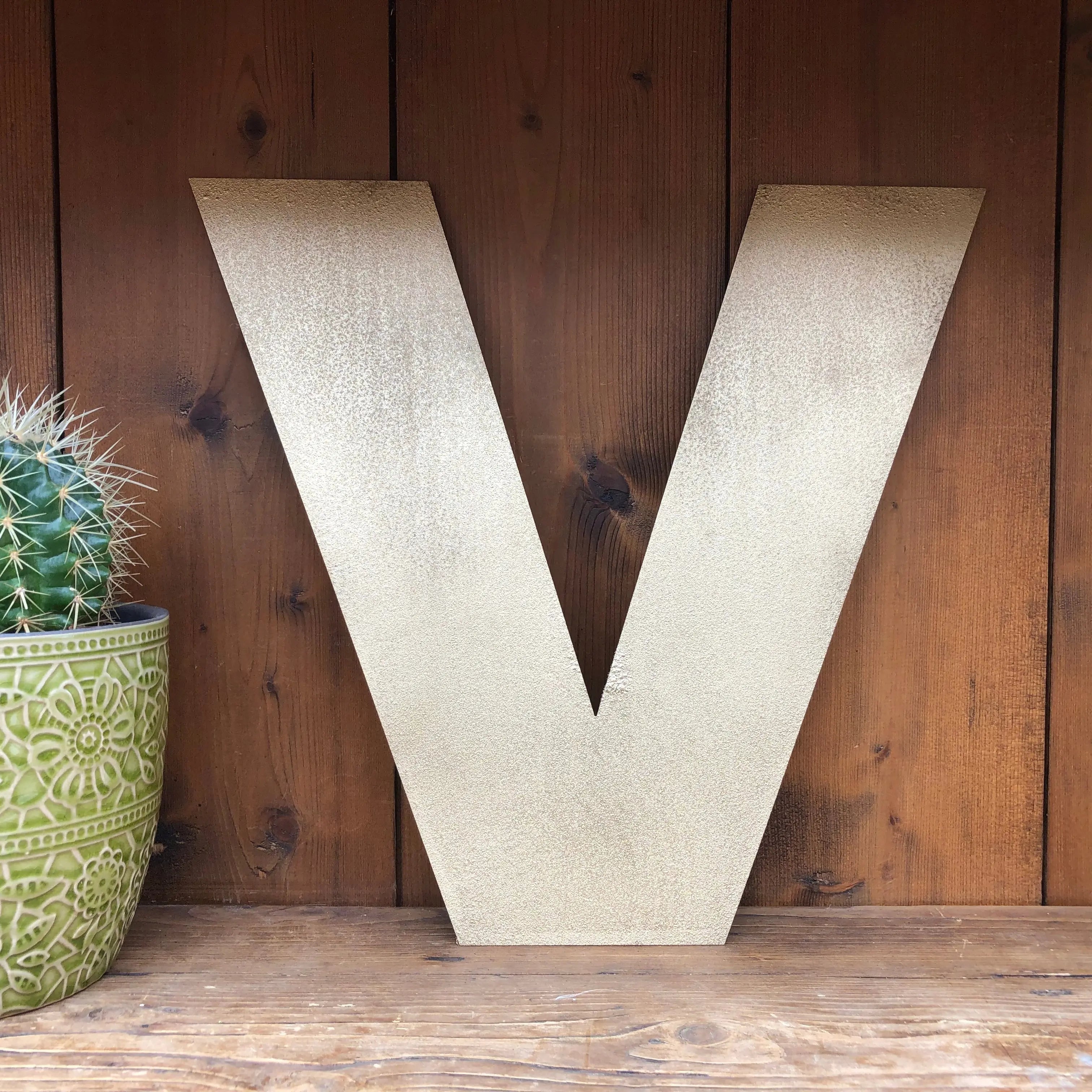 Rustic Warehouse Gold Metal Alphabet Letters – Vintage Fat Font Signage