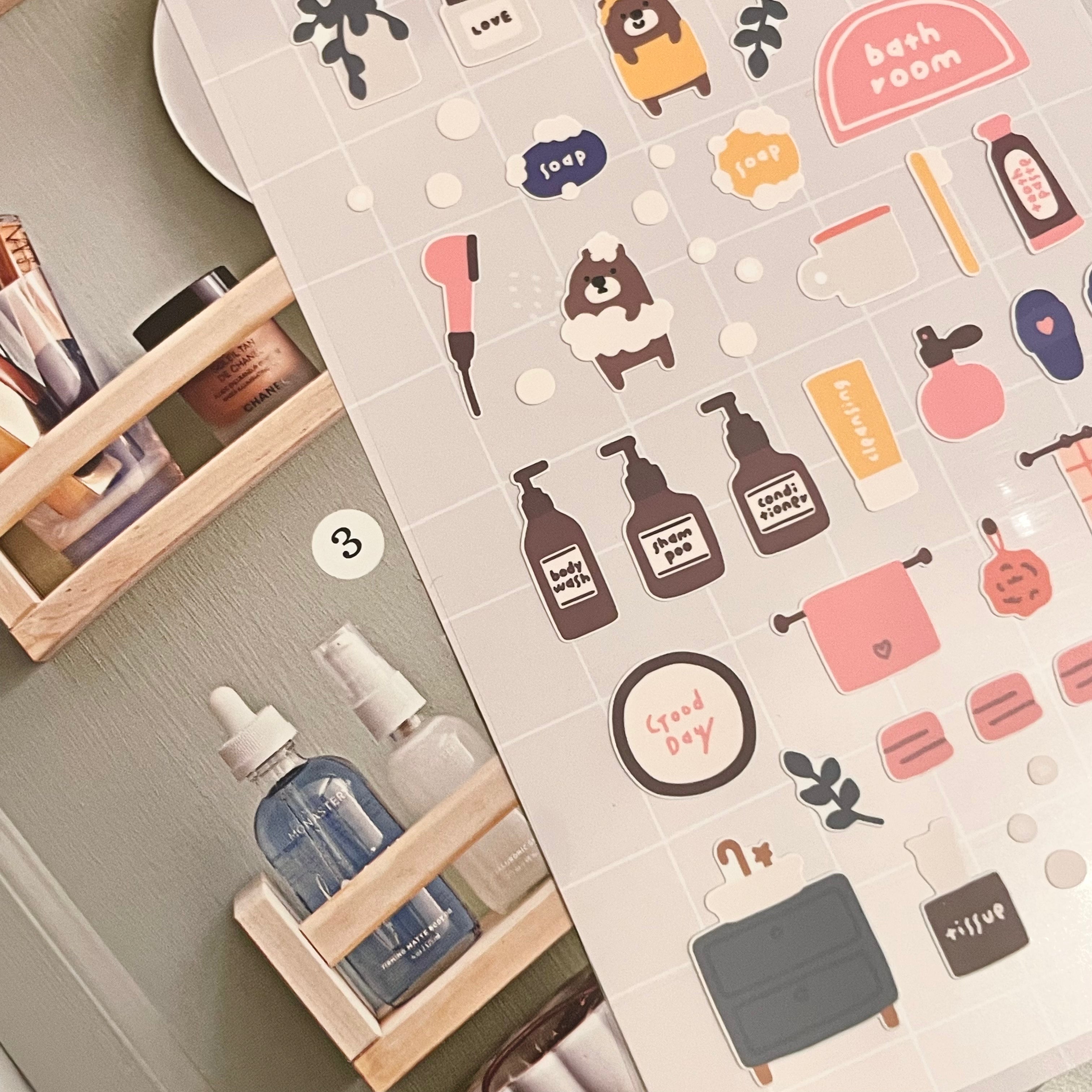 Suatelier Bonito Bathroom Decorative Stickers for Journaling | 1 Sheet