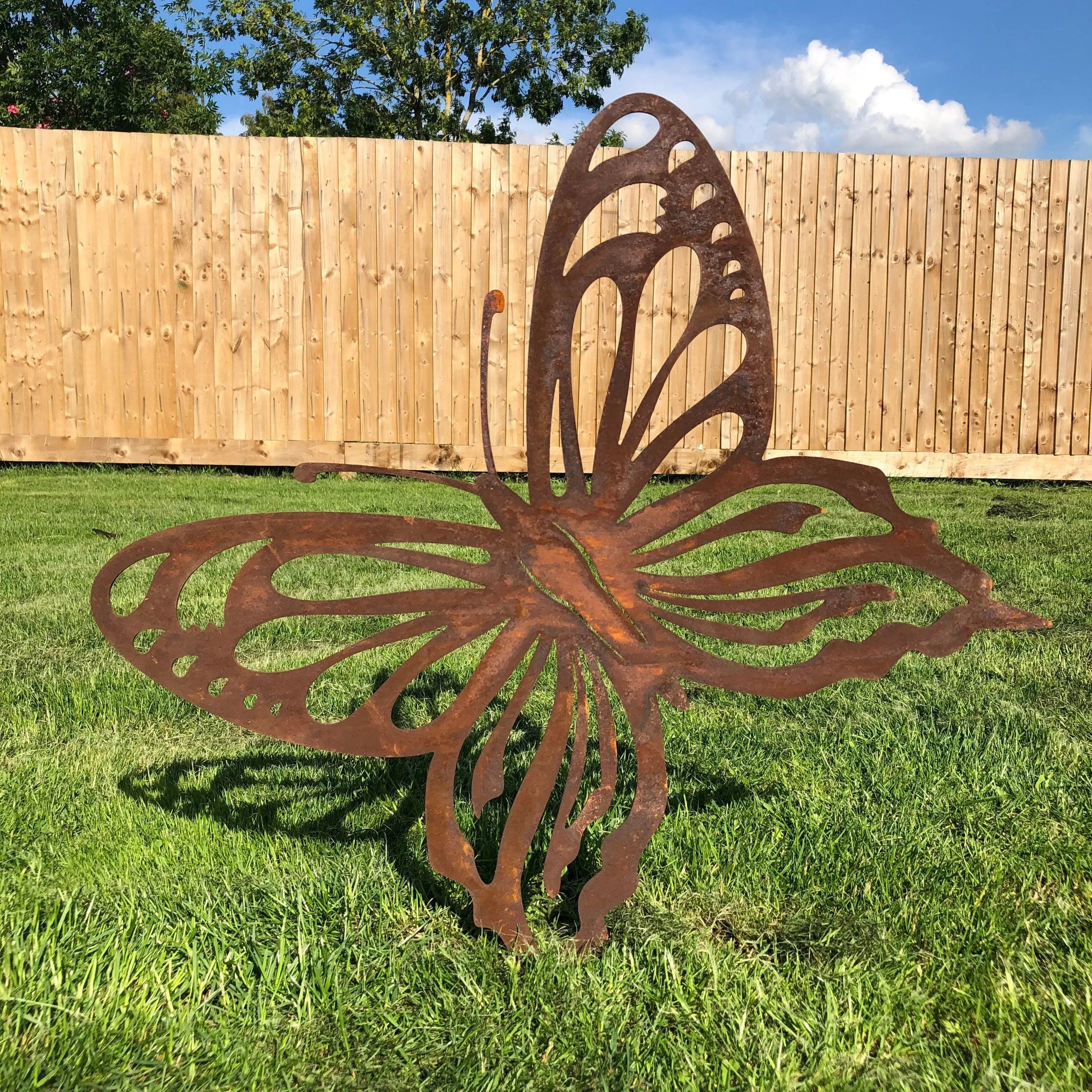 Large Rusty Metal Butterfly Wall Art – Rustic Steel Garden Ornament