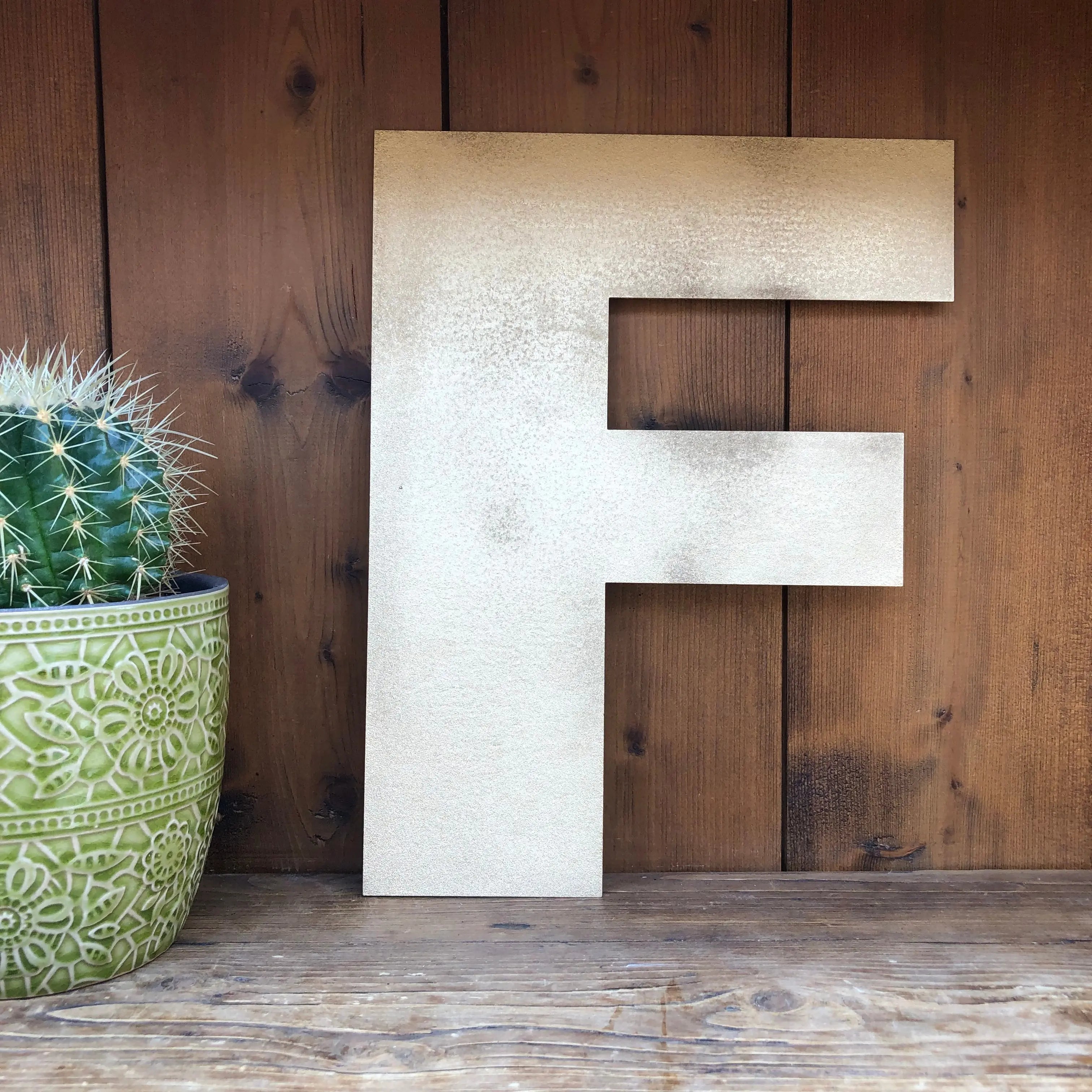Rustic Warehouse Gold Metal Alphabet Letters – Vintage Fat Font Signage