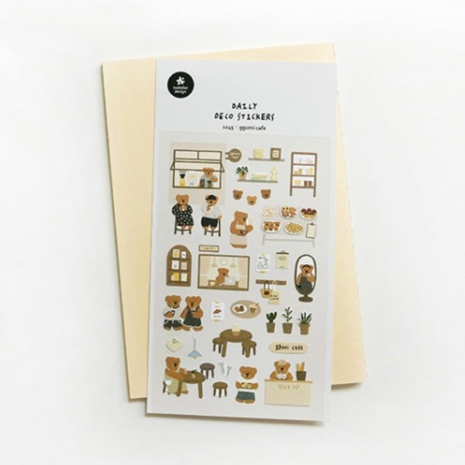 Suatelier Ggumi Cafe Decorative Sticker Sheet for Journaling - 10x19cm
