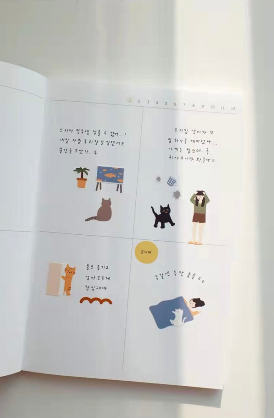 Suatelier Cute Cat Stickers – Decorative Adhesive Sheets for Journaling