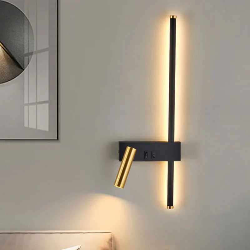 Light My House Gold & Black LED Wall Lamp with Dual Switch Reading Light