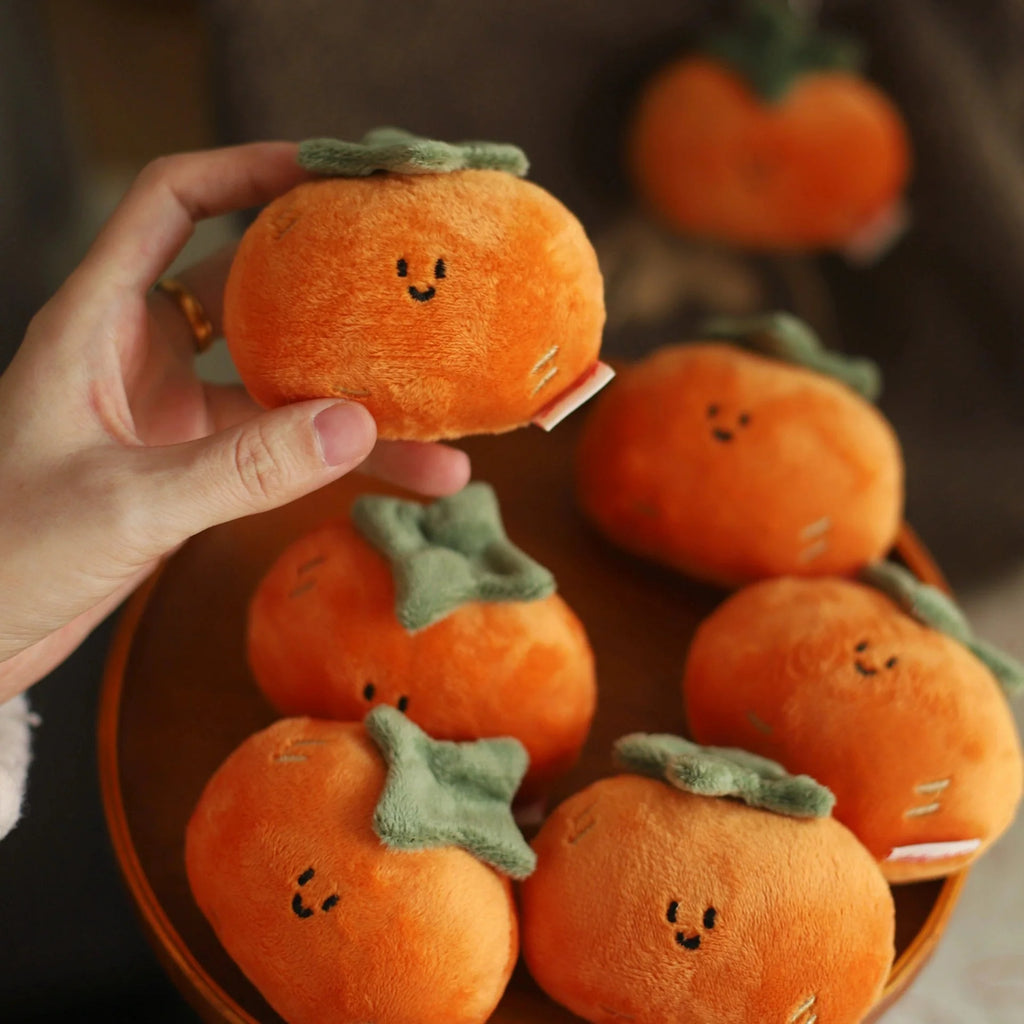LuLuFun Studio Persimmon Plush Bag Charm – Soft Orange Fruit Keychain