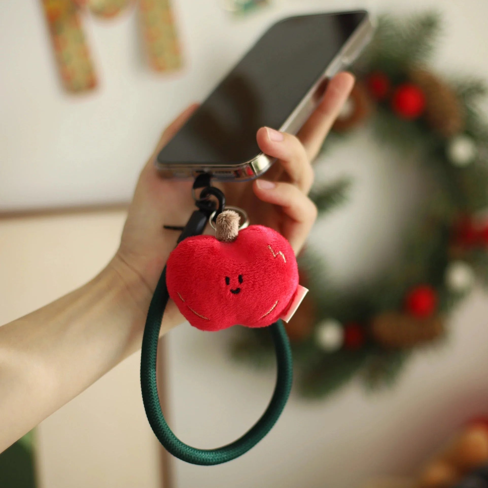 LuLuFun Studio Red Apple Plush Bag Charm | Kawaii Soft Keychain Accessory