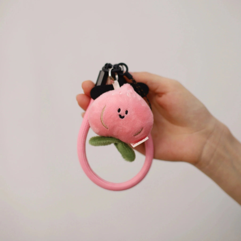 LuLuFun Studio Peach Plush Bag Charm – Soft Kawaii Fruit Keychain