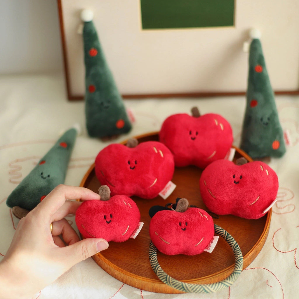 LuLuFun Studio Red Apple Plush Bag Charm | Kawaii Soft Keychain Accessory