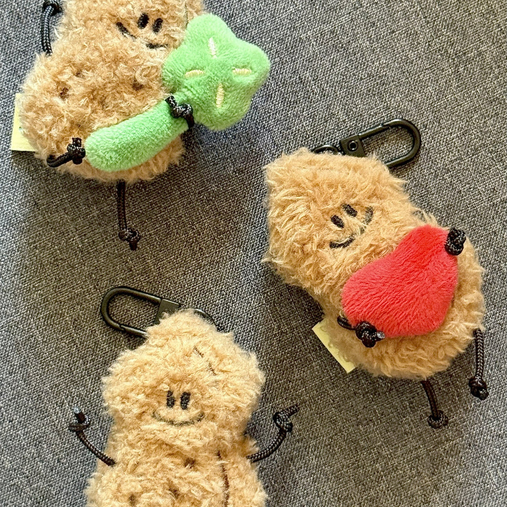Plush Tiger and Peanut Bag Charm | Fickle Plan Soft Keychain Accessory