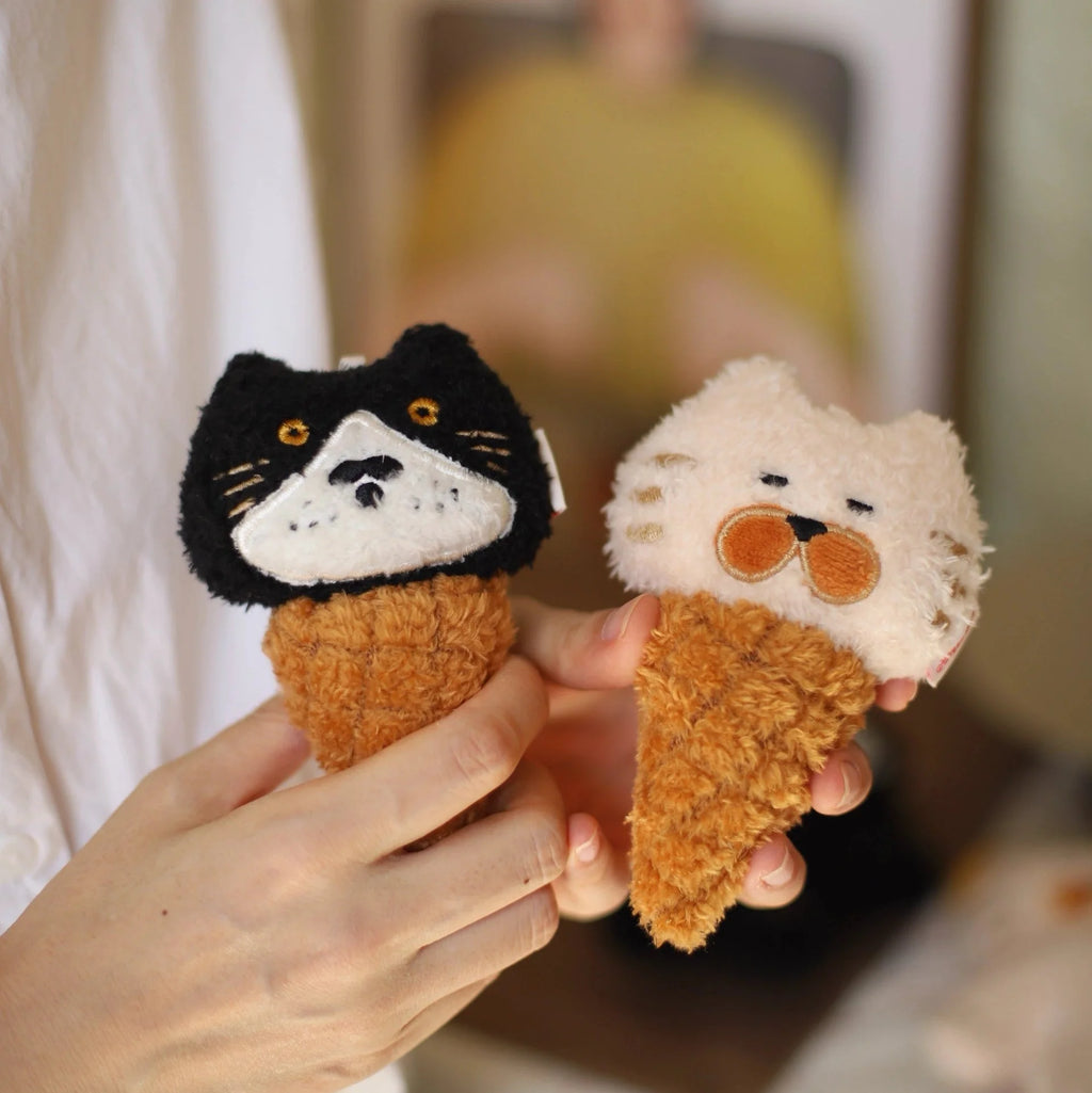 LuLuFun Studio Bellin Kitty Ice Cream Cone Plush Cat Bag Charm