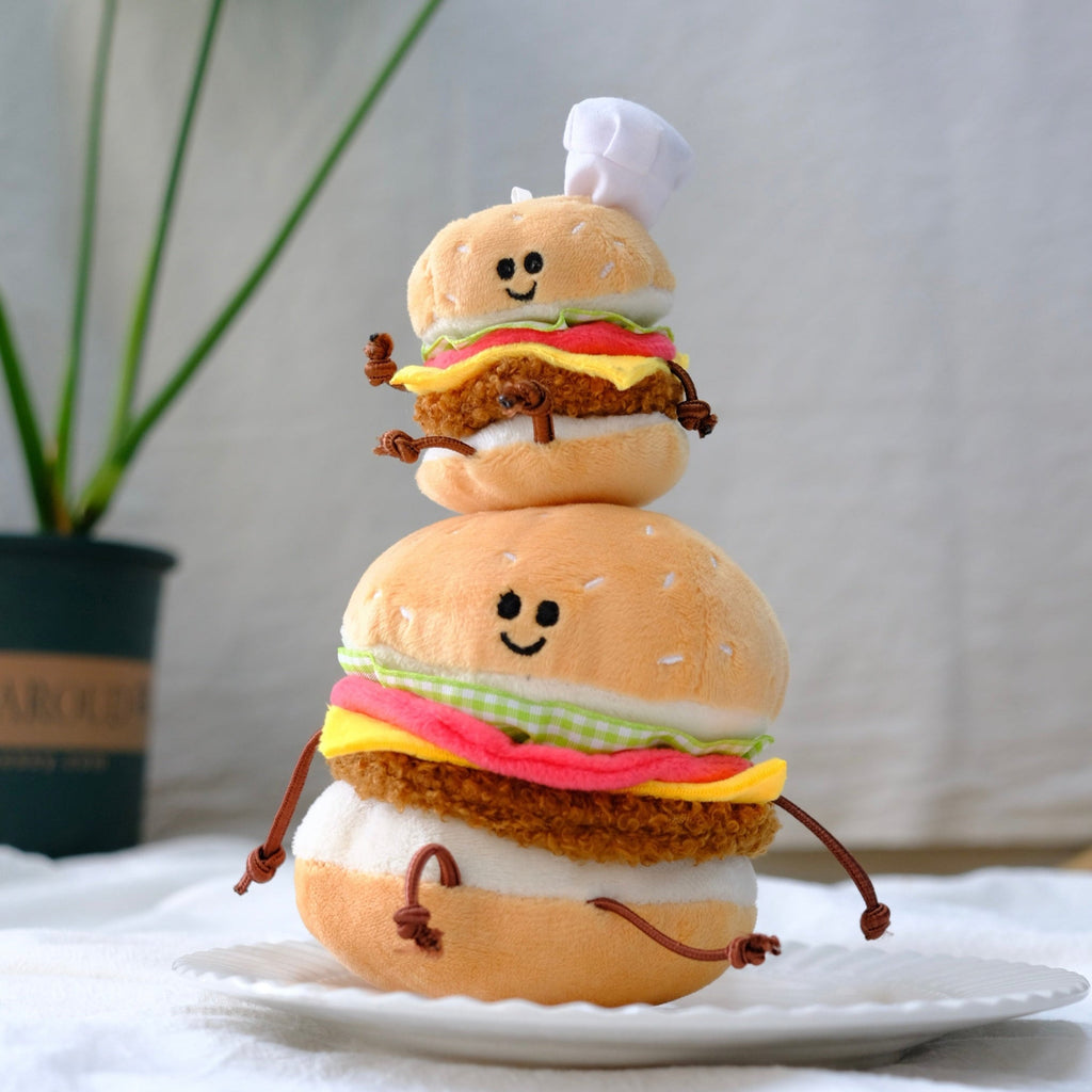 LuLuFun Studio Mini Burger Plush Toy – Cute Food Bag Charm Keychain