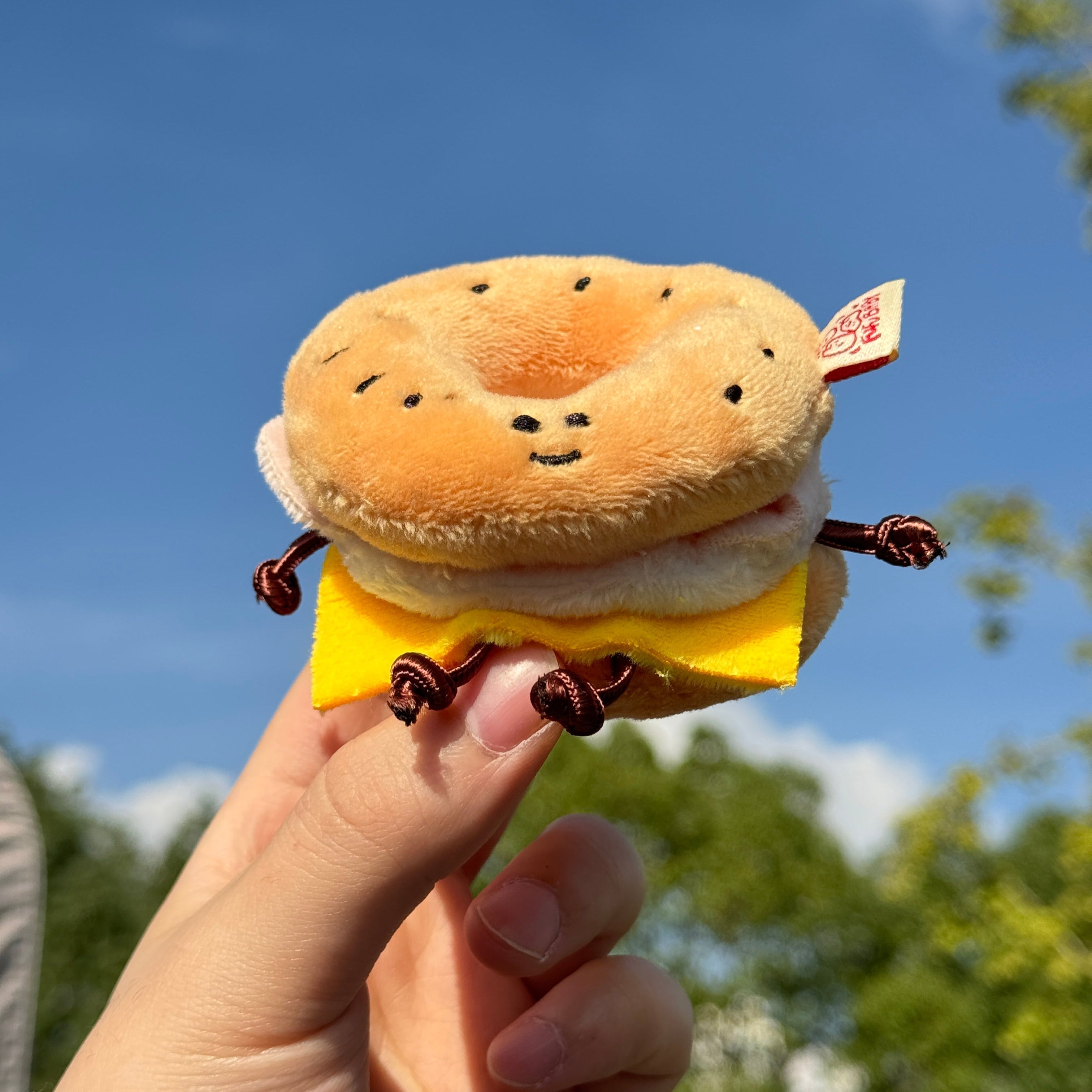 Bagel Bag Charm - Kawaii Bread Plush Toy by LuLuFun Studio