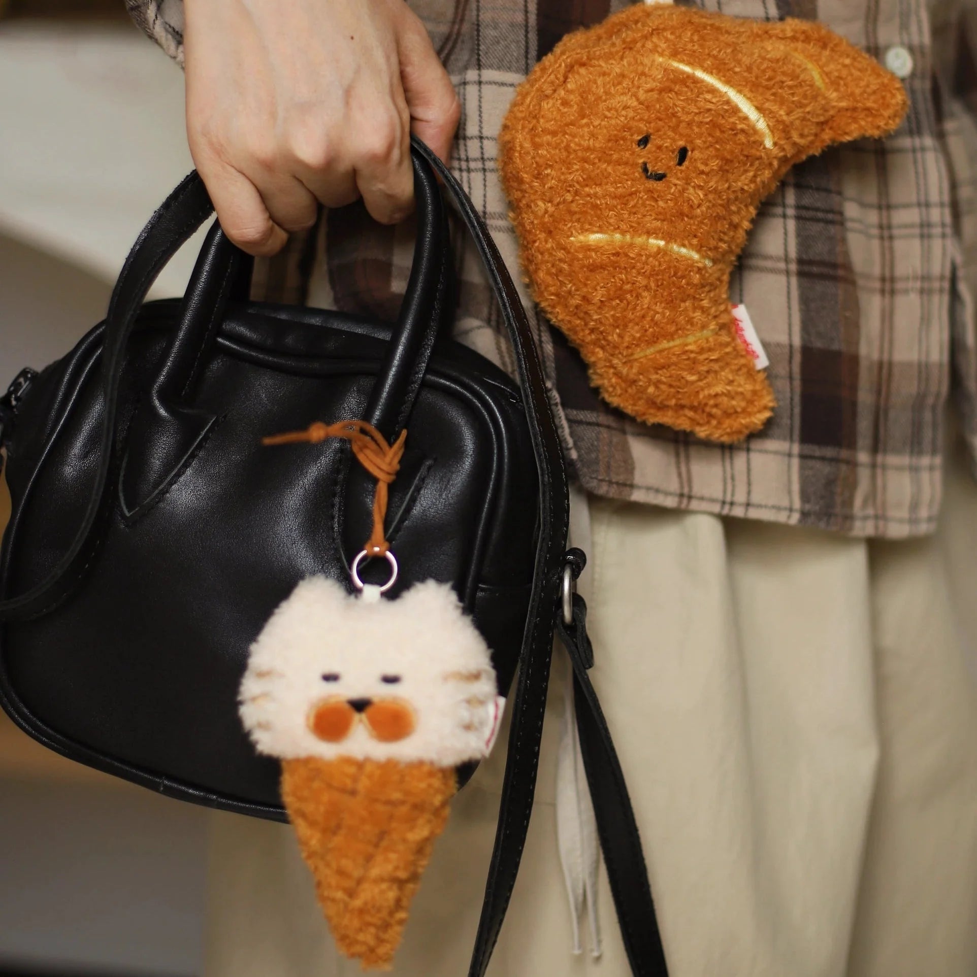 LuLuFun Studio Bellin Kitty Ice Cream Cone Plush Cat Bag Charm