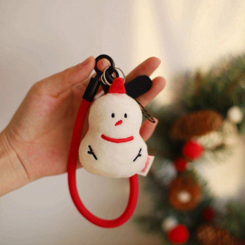 LuLuFun Studio Mini Snowman Plush Charm – Soft White Bag Keychain