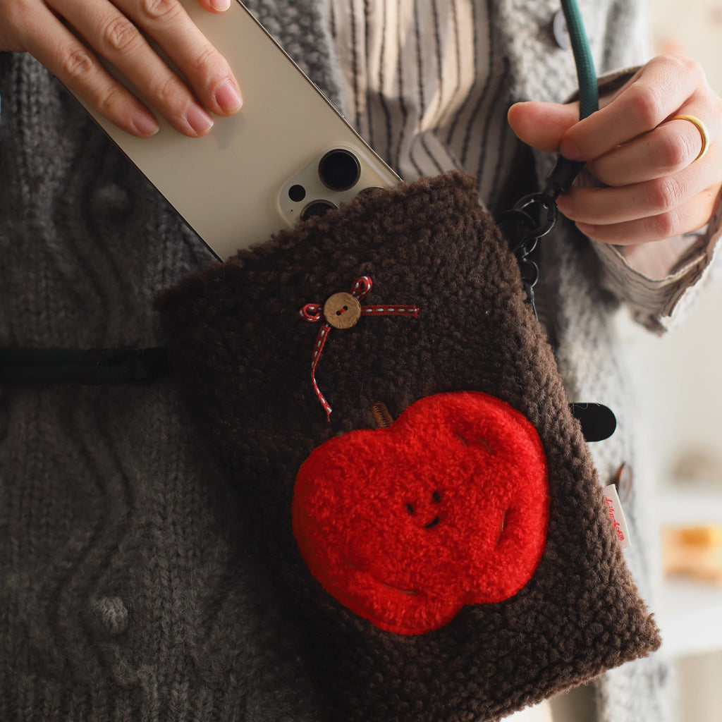 LuLuFun Studio Plush Apple Crossbody Bag | Cute Kawaii Mini Phone Purse