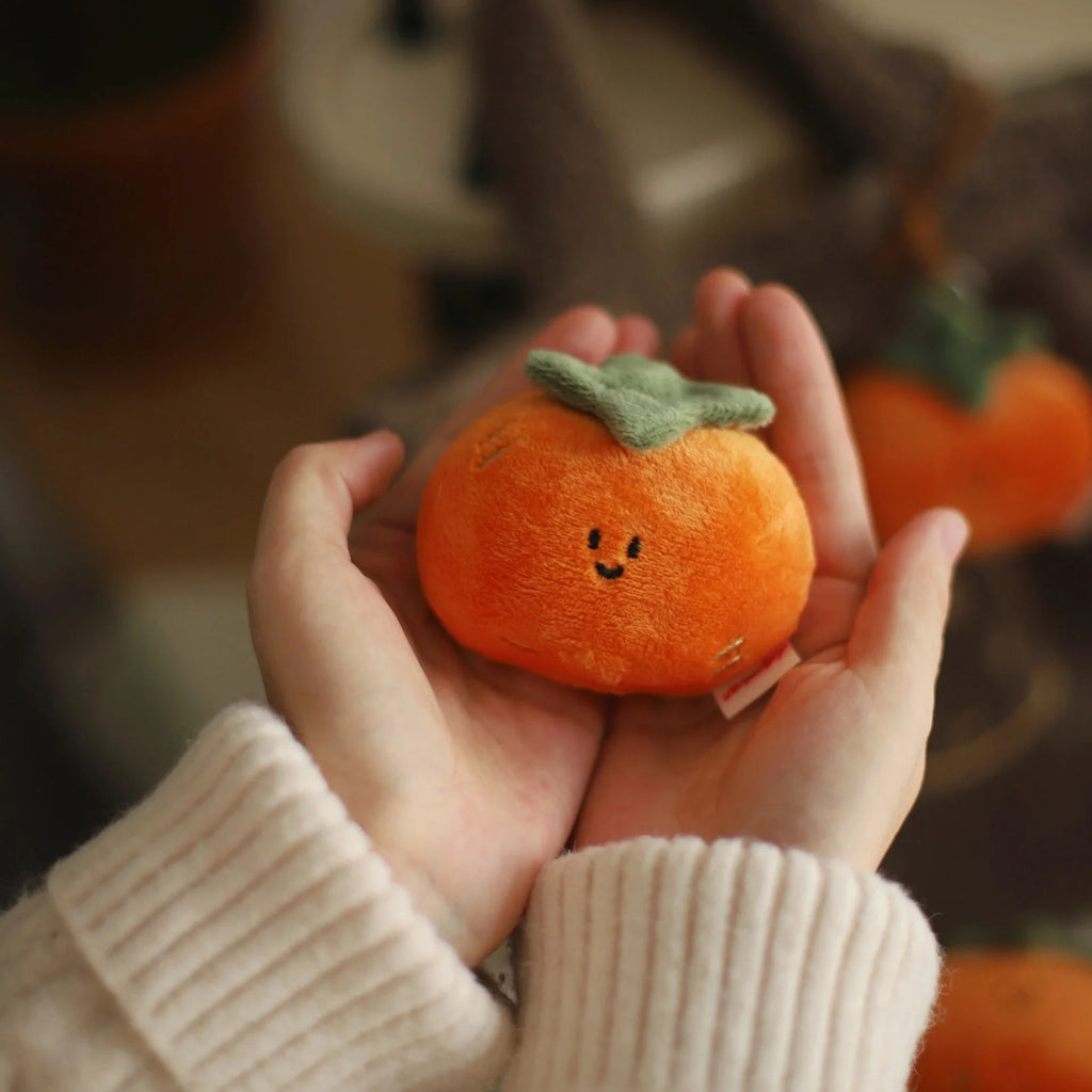 LuLuFun Studio Persimmon Plush Bag Charm – Soft Orange Fruit Keychain
