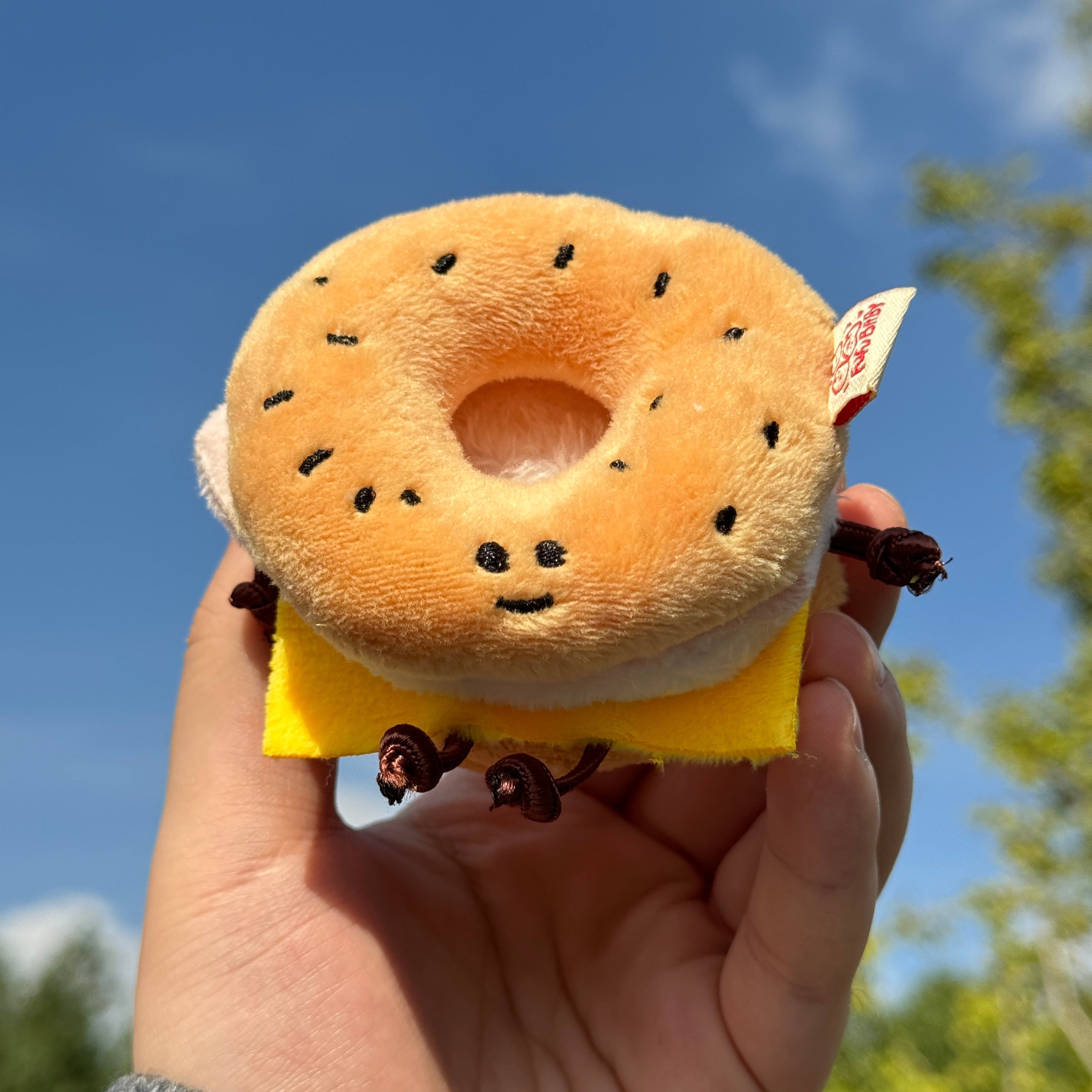 Bagel Bag Charm - Kawaii Bread Plush Toy by LuLuFun Studio