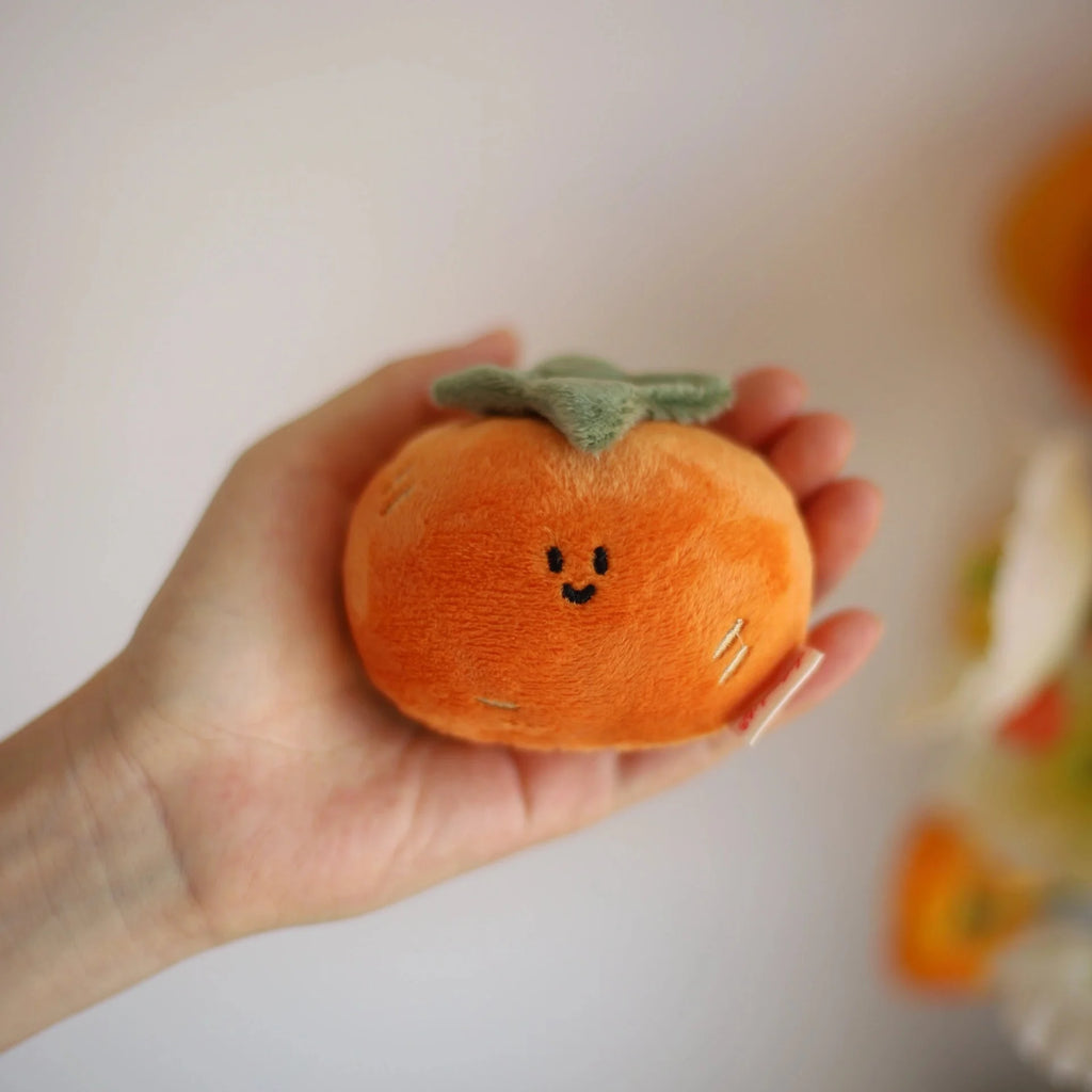 LuLuFun Studio Persimmon Plush Bag Charm – Soft Orange Fruit Keychain