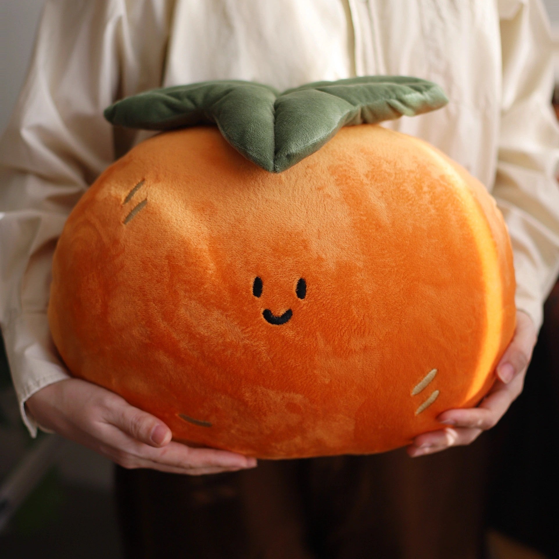 LuLuFun Studio Persimmon and Peanut Plush Pillow – Soft Novelty Cushion